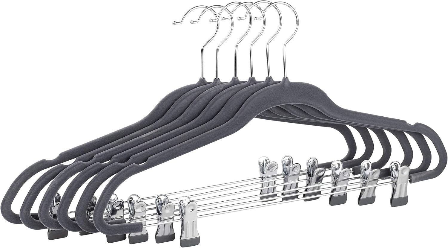 Velvet Thin NonSlip Clip Hangers Set of 6 Space Saving
