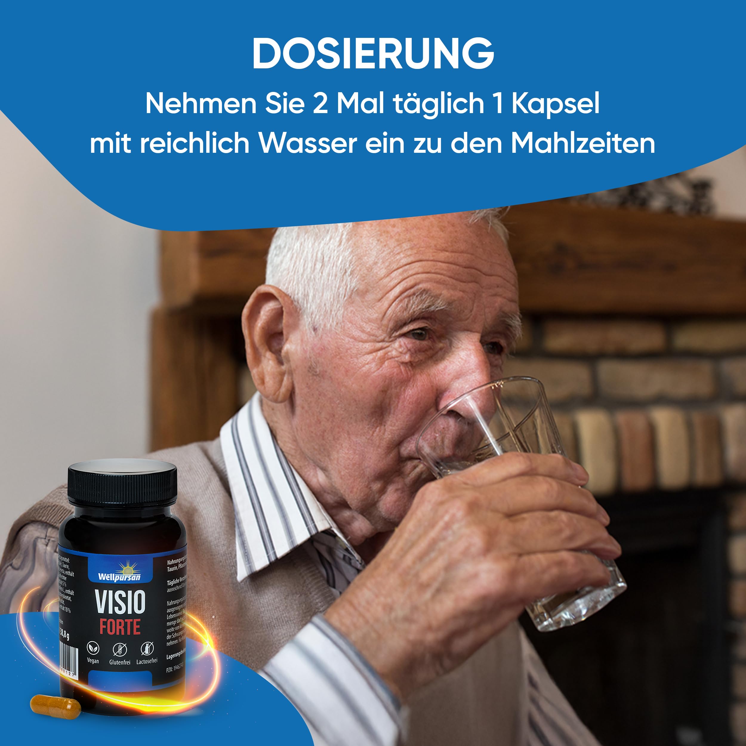Wellpursan Visio forte (3 x 60 Kapseln) – Hochdosierte Augenvitamine & Augen Kapseln für verbesserte Sehkraft und Augengesundheit – Ideal für 50+ – Augenvital & Augenwohl