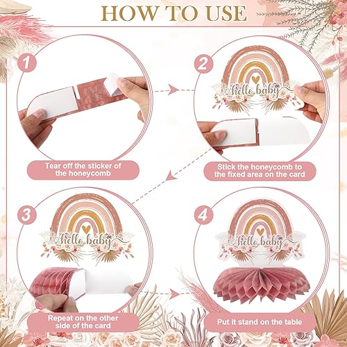 Miniatura 6 de Decoraciones bohemias de baby shower con texto en inglés "A Sweet Little Girl is on the Way" (Una dulce niña está en camino), suministros de