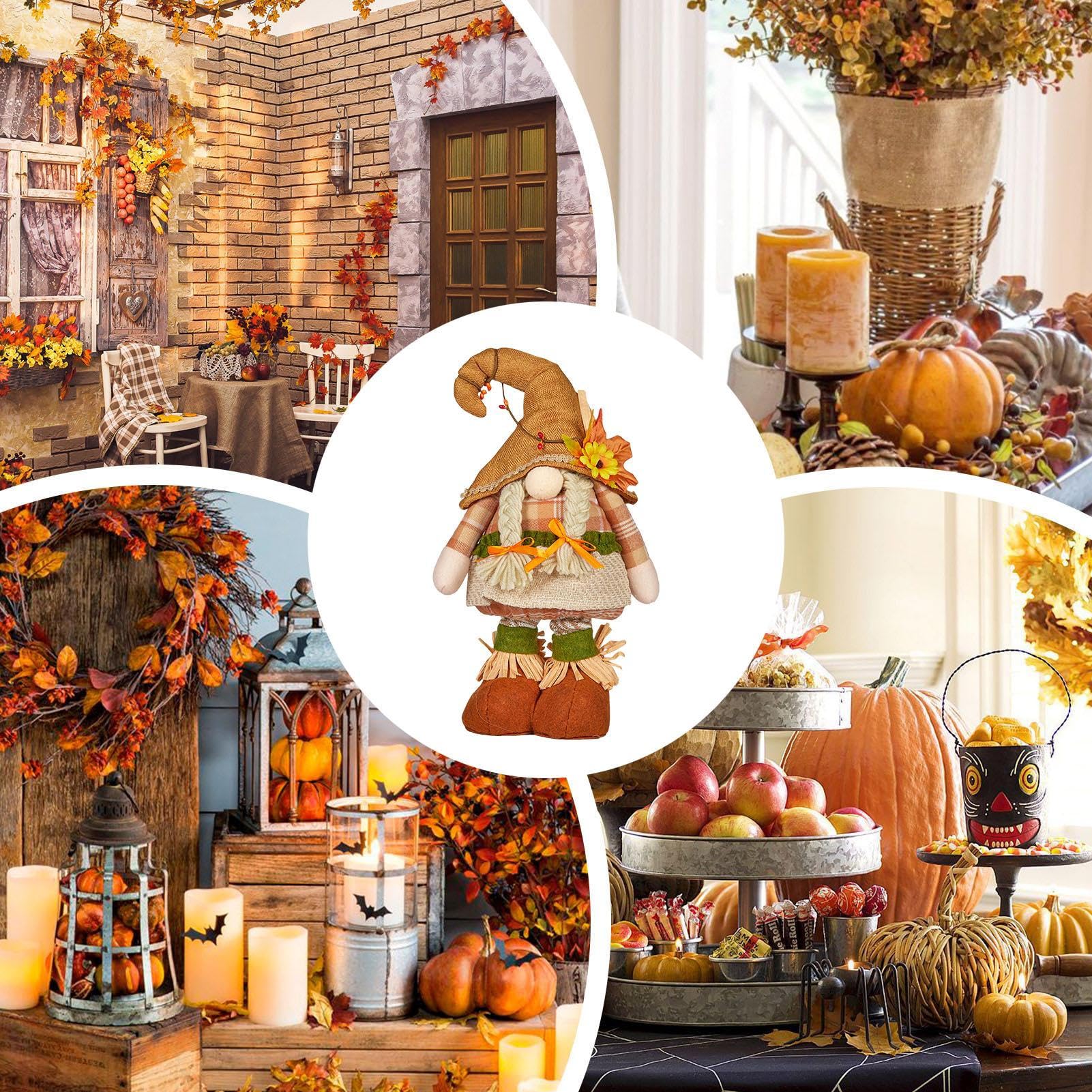 Generisch Herbstdeko Wichtel Ausziehbaren Beinen Herbst Dekoration Wichtel Figuren Für Thanksgiving Und Herbst Dekoration 37-50 cm
