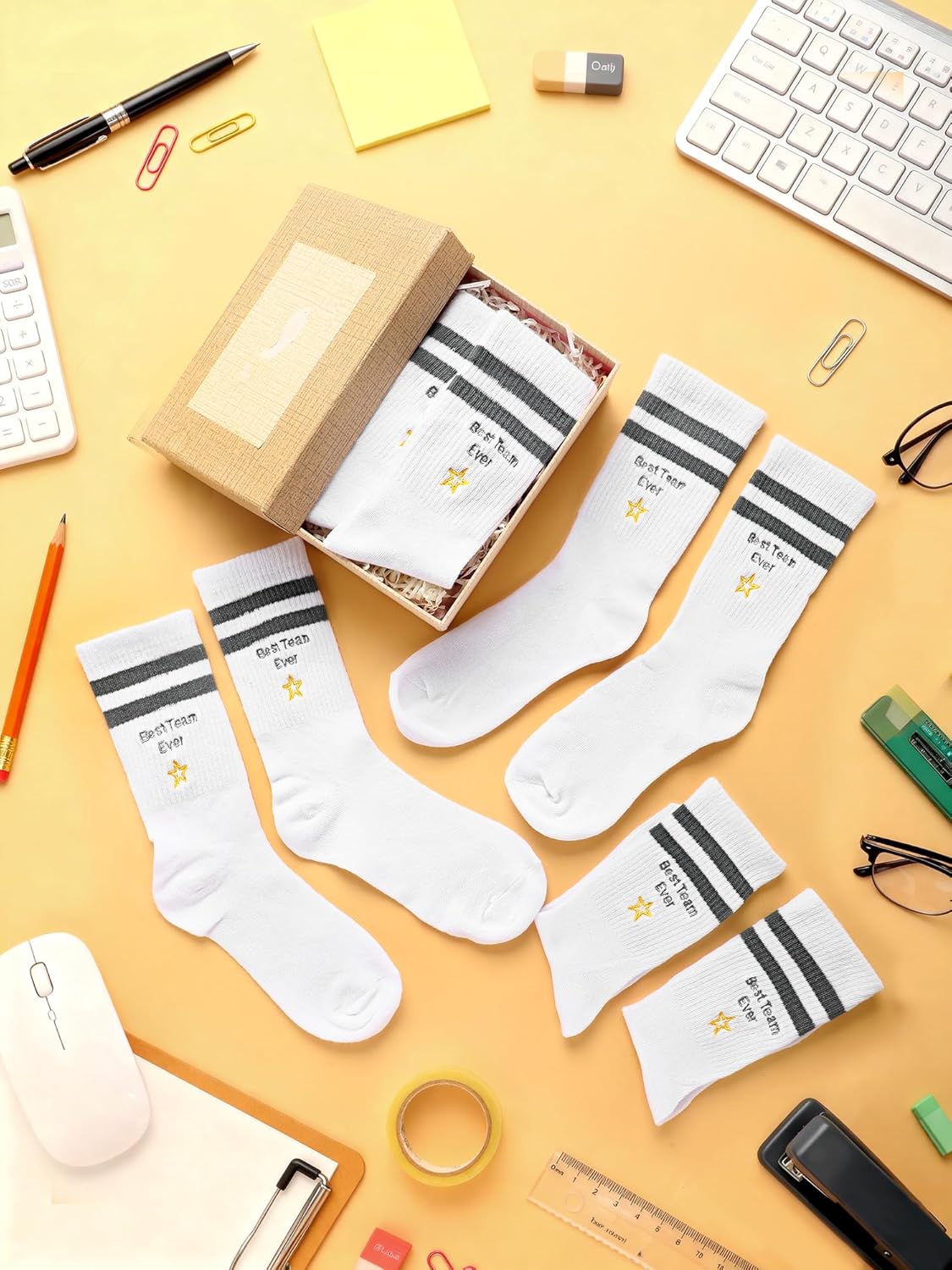 12 Pairs Embroidered Crew Socks Bulk Unisex Christmas Employee Appreciation Gifts Dancer Team Appreciation Gifts - Image 3