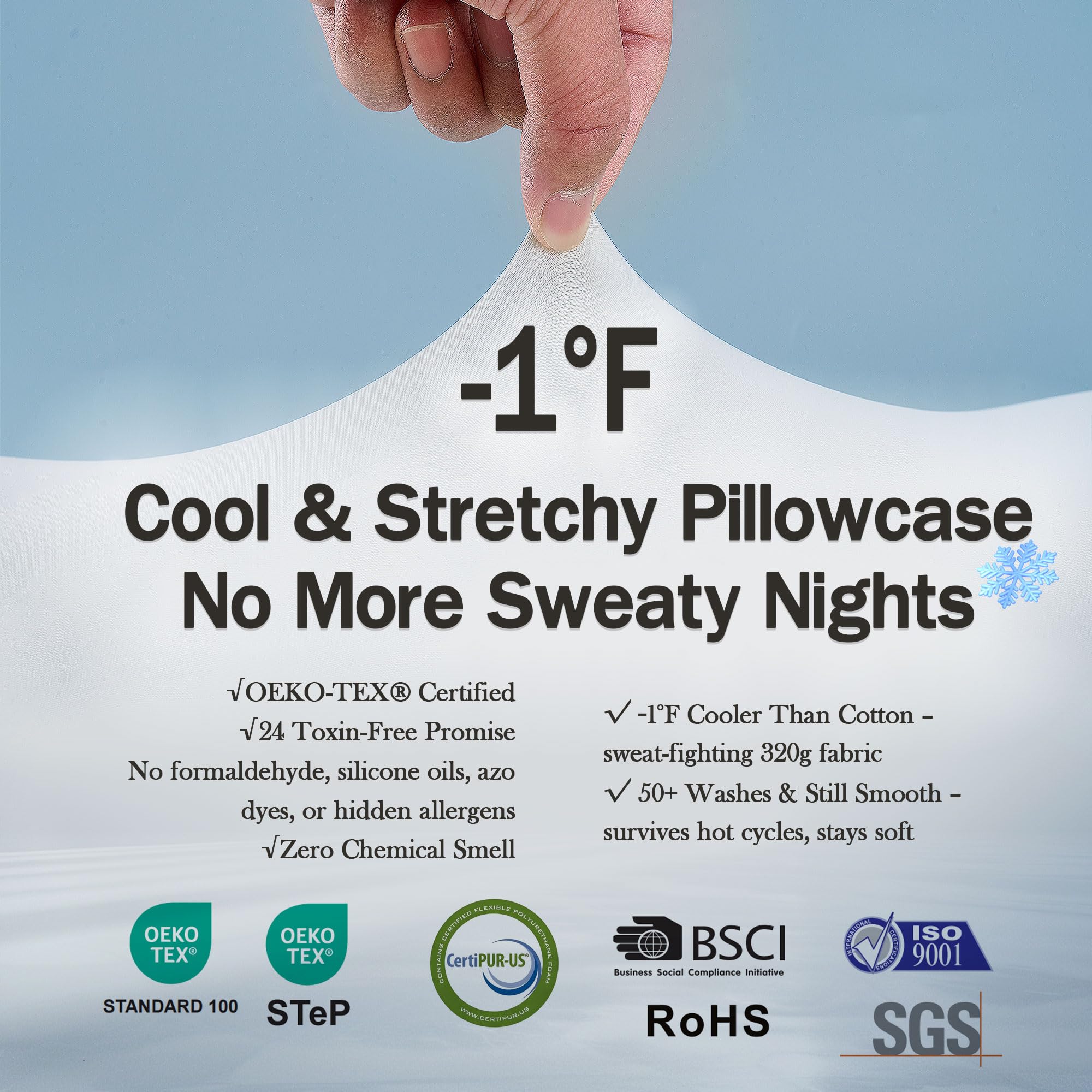 Almohada cervical para el cuello, almohada para dormir de lado para aliviar el dolor de cuello, almohadas ergonómicas suaves de espuma viscoelástica de seda de hielo, sin cremallera, material 6
