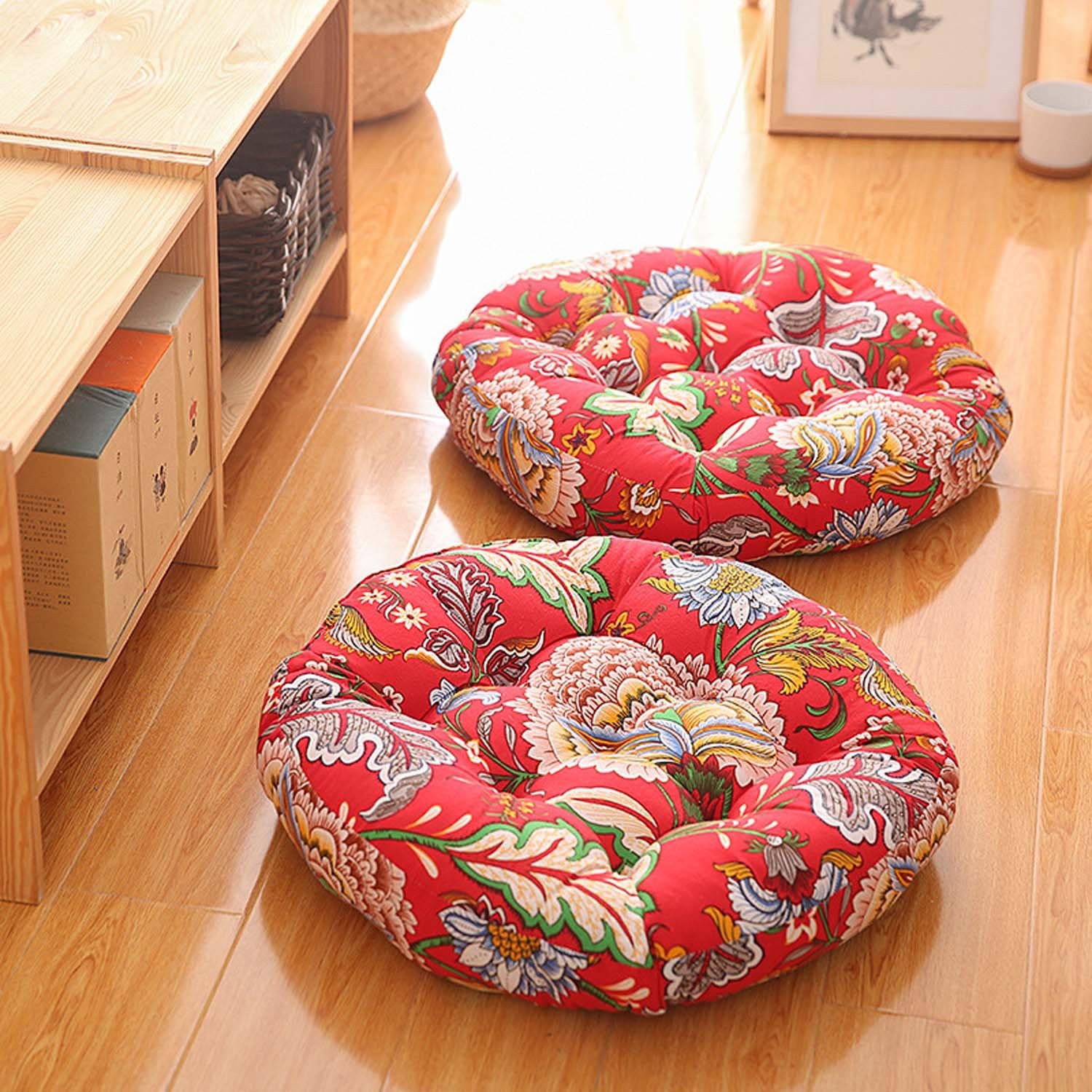 Round Outdoor Seat Pads x2，50cm x 50cm Round bistro chair cushion support, for dining chairs garden patio Indoor(Color:#2)
