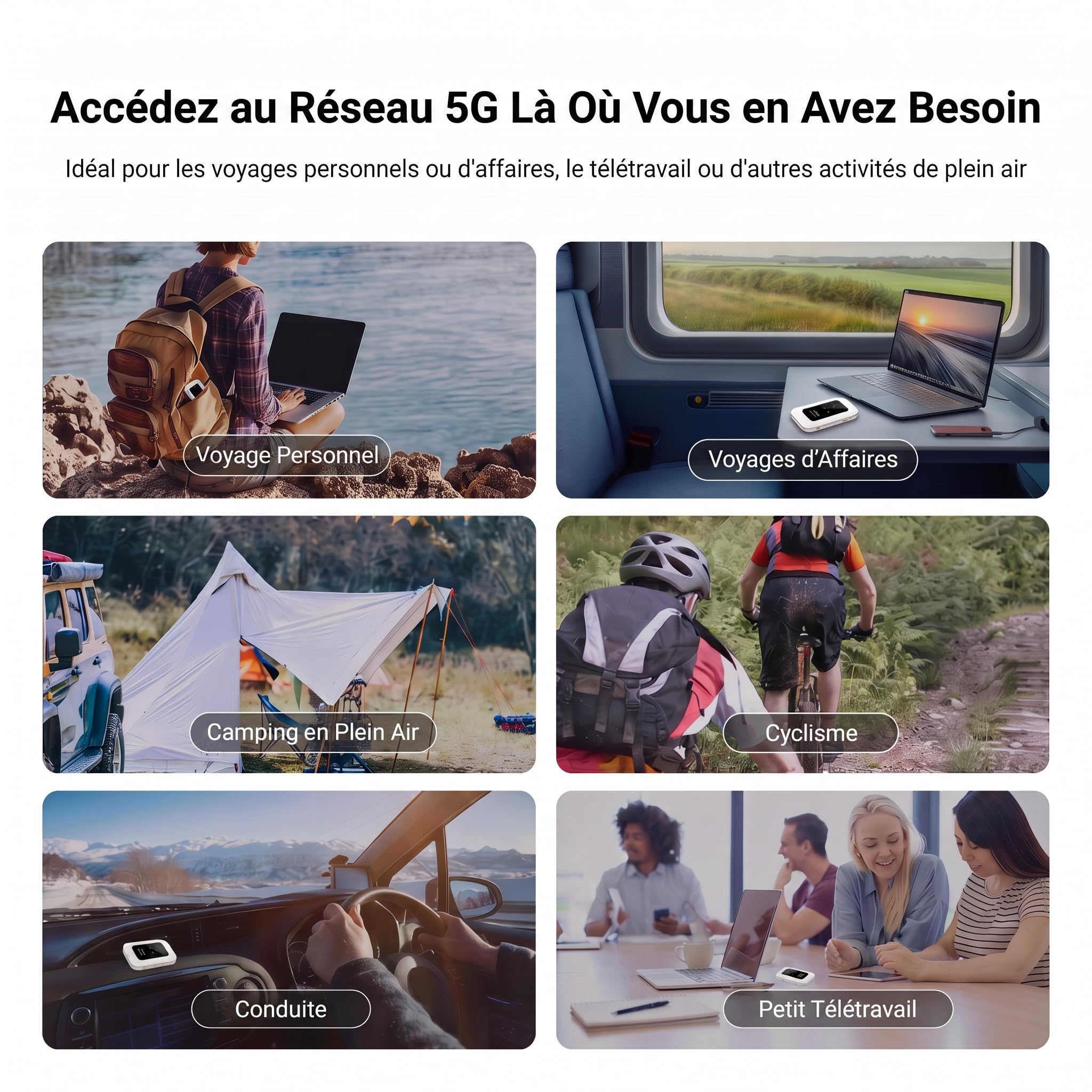 Routeur 5G Nomade WiFi 6 avec Slot SIM Déverrouillé – Modem 5G Portable Haut Débit, Connexion 5G/4G+ pour 28 Appareils, Box Internet Mobile Idéal Voyage, Télétravail, Camping-1