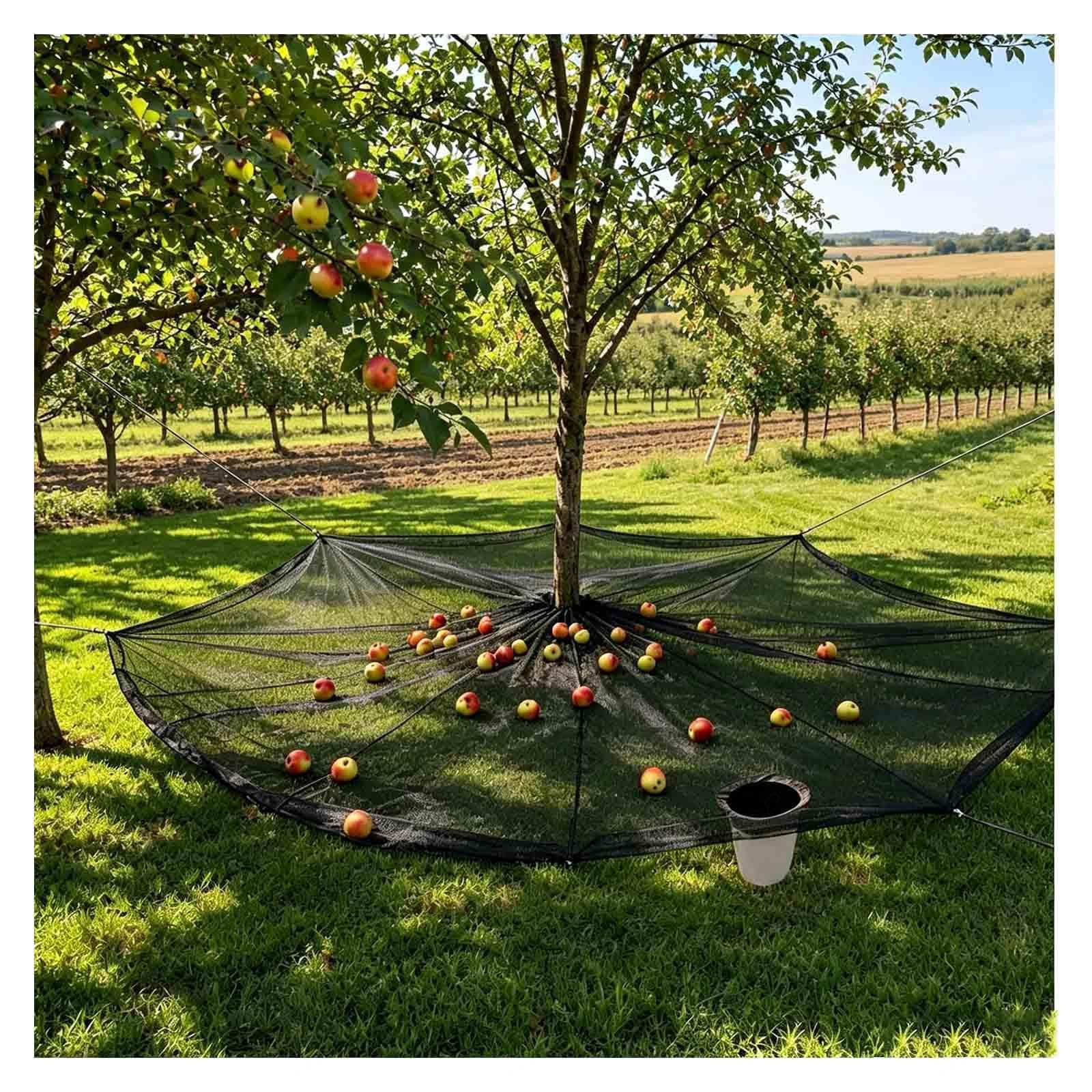 Red De Cosecha De Frutas, Resistente y Flexible Red para árboles Frutales con Corte Central Telones de Aceitunas, Almendras y Frutales,Round-20×20ft（6 * 6m）