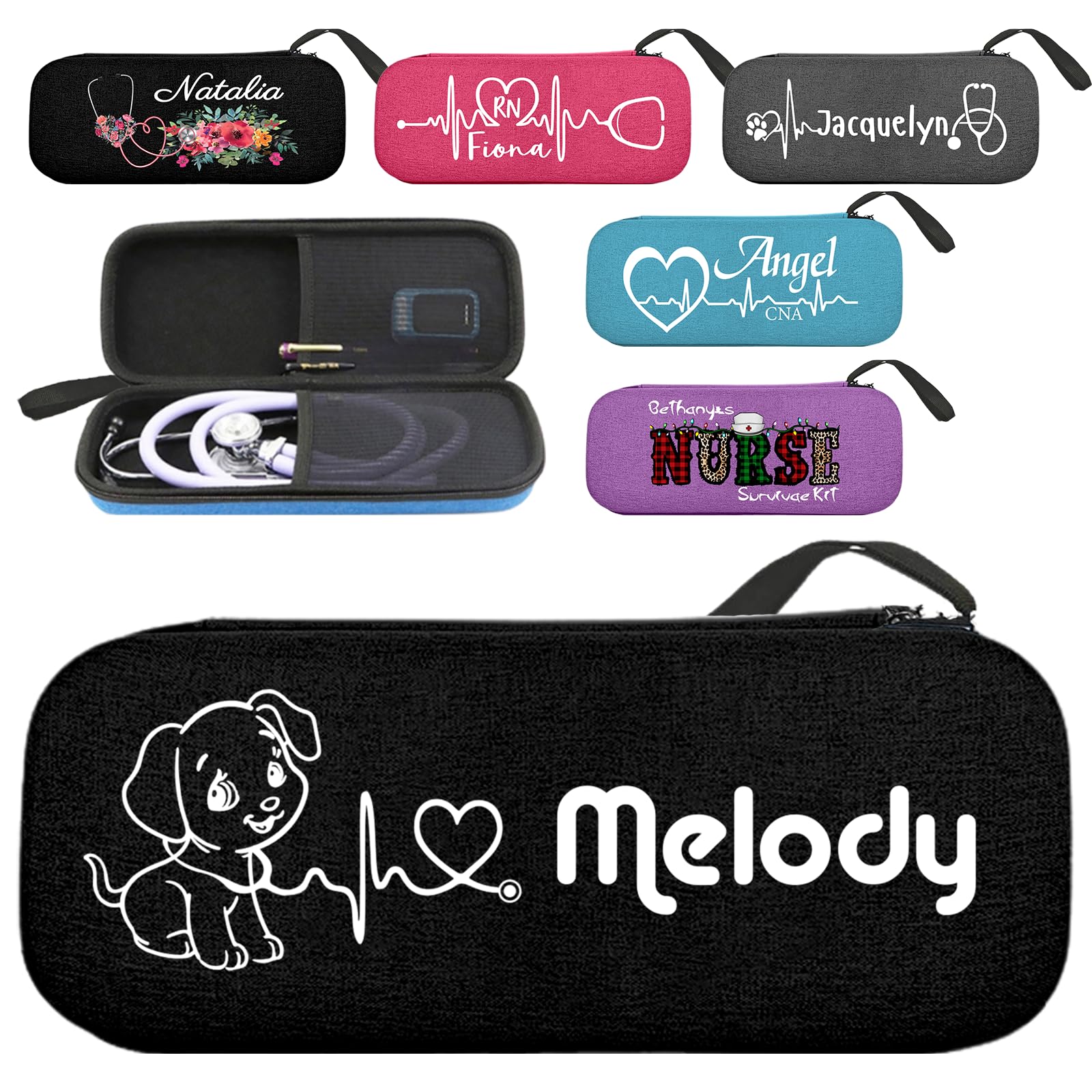 Custom Nurse Stethoscope Case Personalized Stethoscope Case with Name Customized Stethoscopes Case with Mesh Pocket Travel Case Organizer for Medical