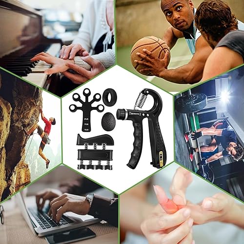 Miniatura 7 de PLSYAO Kit de entrenamiento de fuerza de agarre (paquete de 5), fortalecedor de agarre y antebrazo, fortalecedor de dedos, agarre de mano de