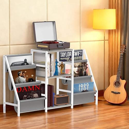 Soporte para tocadiscos, almacenamiento de discos de vinilo con 6 niveles hasta 280 discos de CD, estante de exhibición para sala de estar,