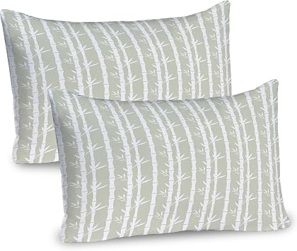 Ambesonne Tropical Pillow Sham Set of 2, Rainforest Themed Tree Branches Leaves Silhouettes Summer Vibes Illustration, Quality Microfiber Bedding Item for All Seasons, 36 x 20, Eggshell White