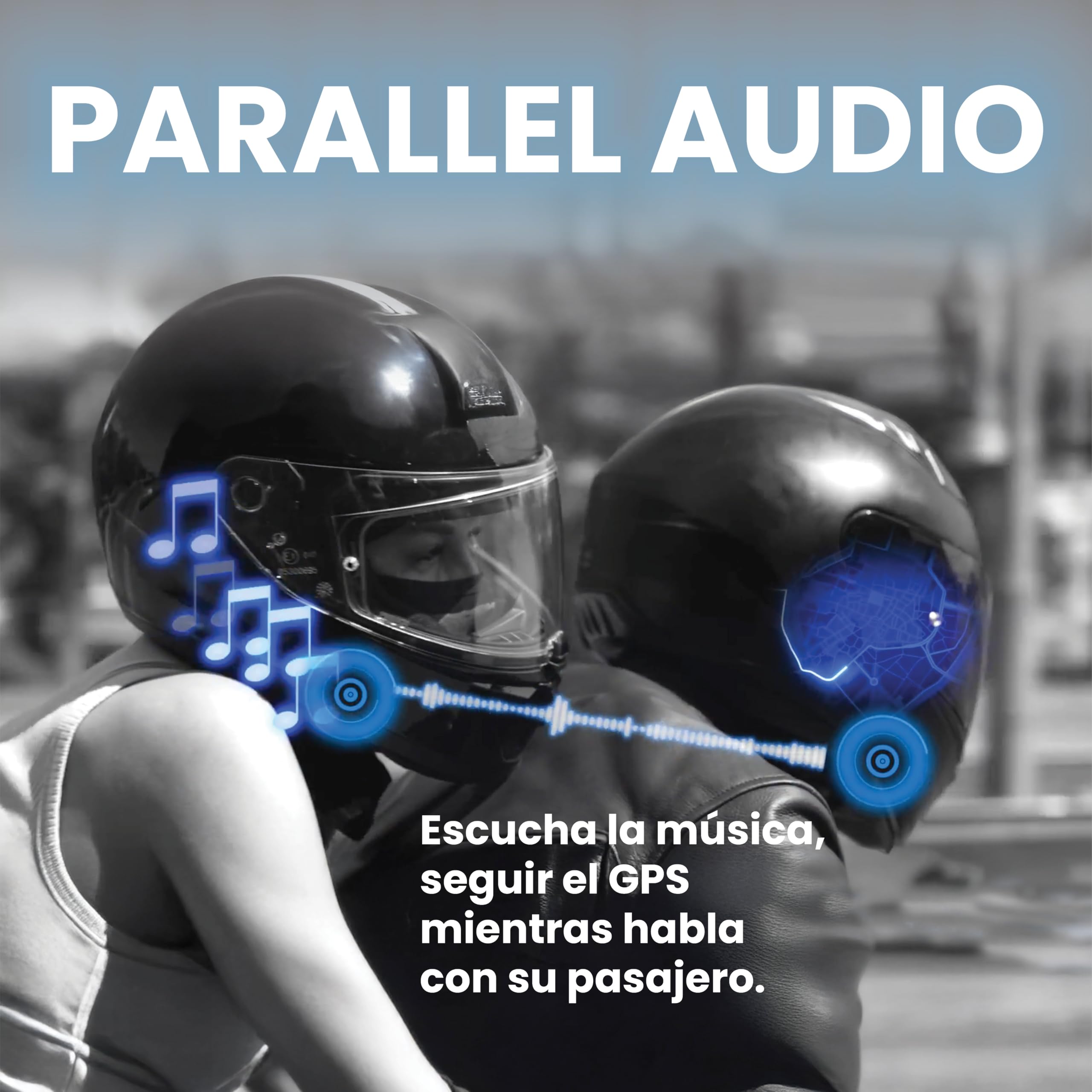 MIDLAND - R1 Mesh Intercomunicador Casco Moto, 2 Auriculares Inalámbricos Bluetooth + Mesh, Waterproof IPX6, Alcance 500m, 23H, Audio RCF, Stereo Background, Compatible con TFT y Radio FM, 6 Personas