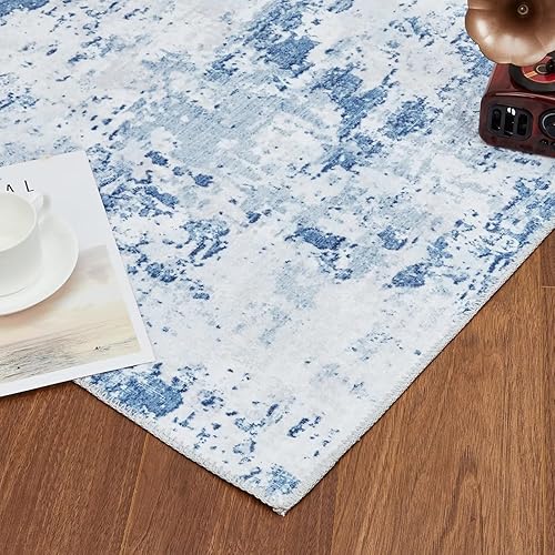 Miniatura 3 de Alfombra lavable a máquina de 5 x 7 pulgadas, moderna, abstracta, envejecida, para interiores, suave, cubierta de suelo, de perfil bajo, no