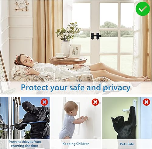 Miniatura 9 de Alise Cerradura de puerta de seguridad para valla de madera de granero MS9500-B, acero inoxidable SUS304 resistente, negro mate