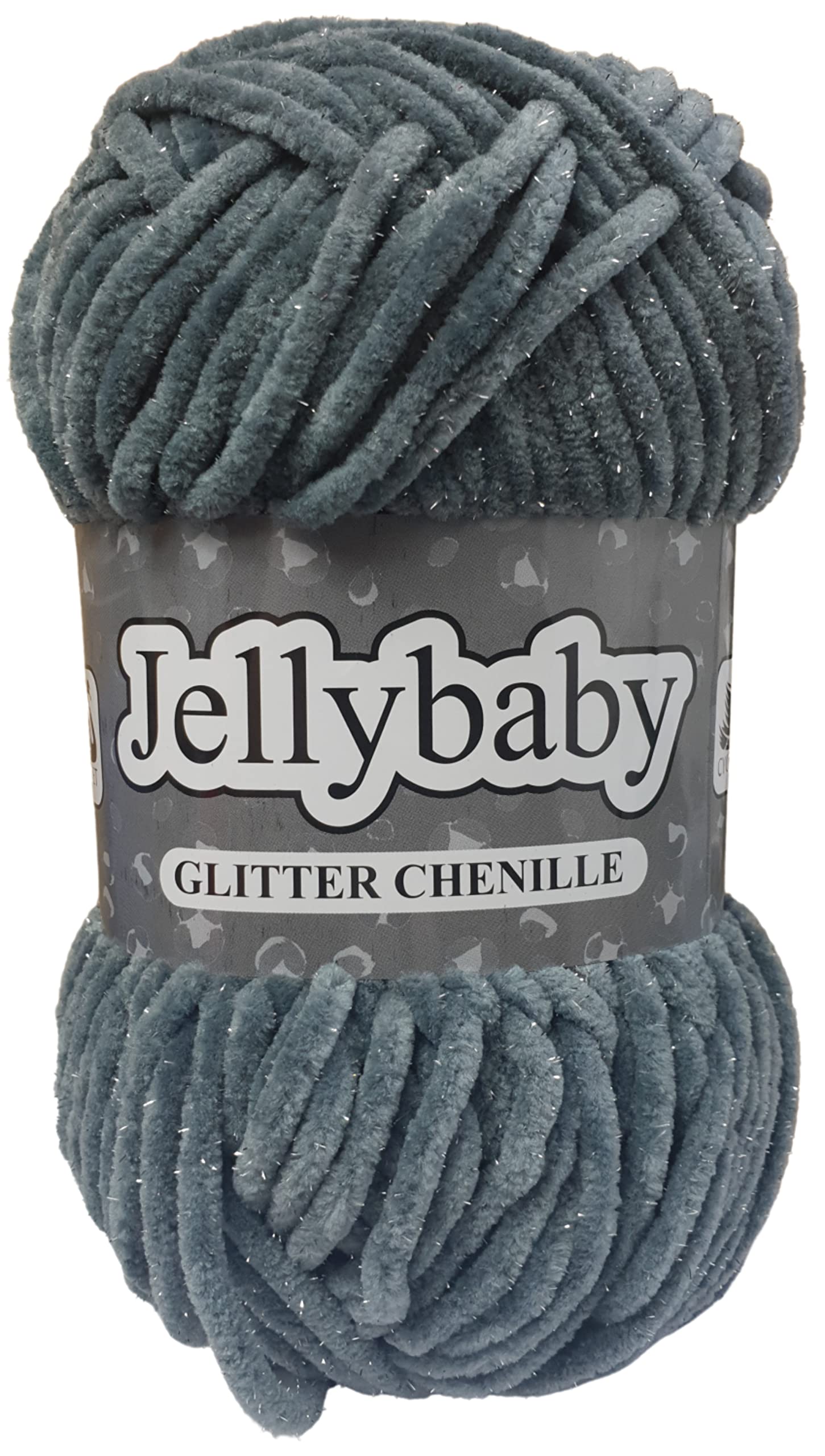 Cygnet Jellybaby Glitter Chenille Chunky Knitting Yarn (Metal Grey 017) — image 1