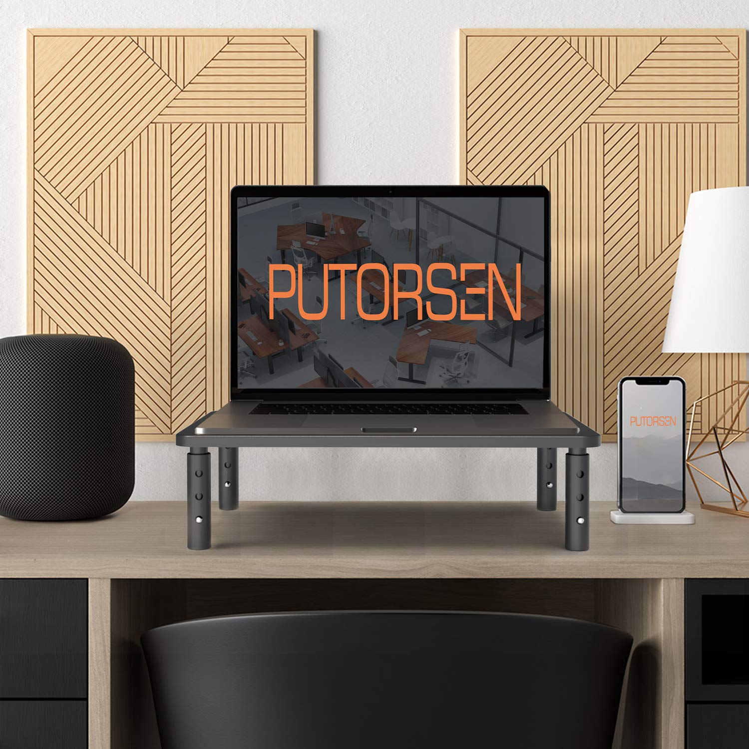 Buy PUTORSEN Monitor Stand Riser with Vented Metal 3 Height Adjustable ...