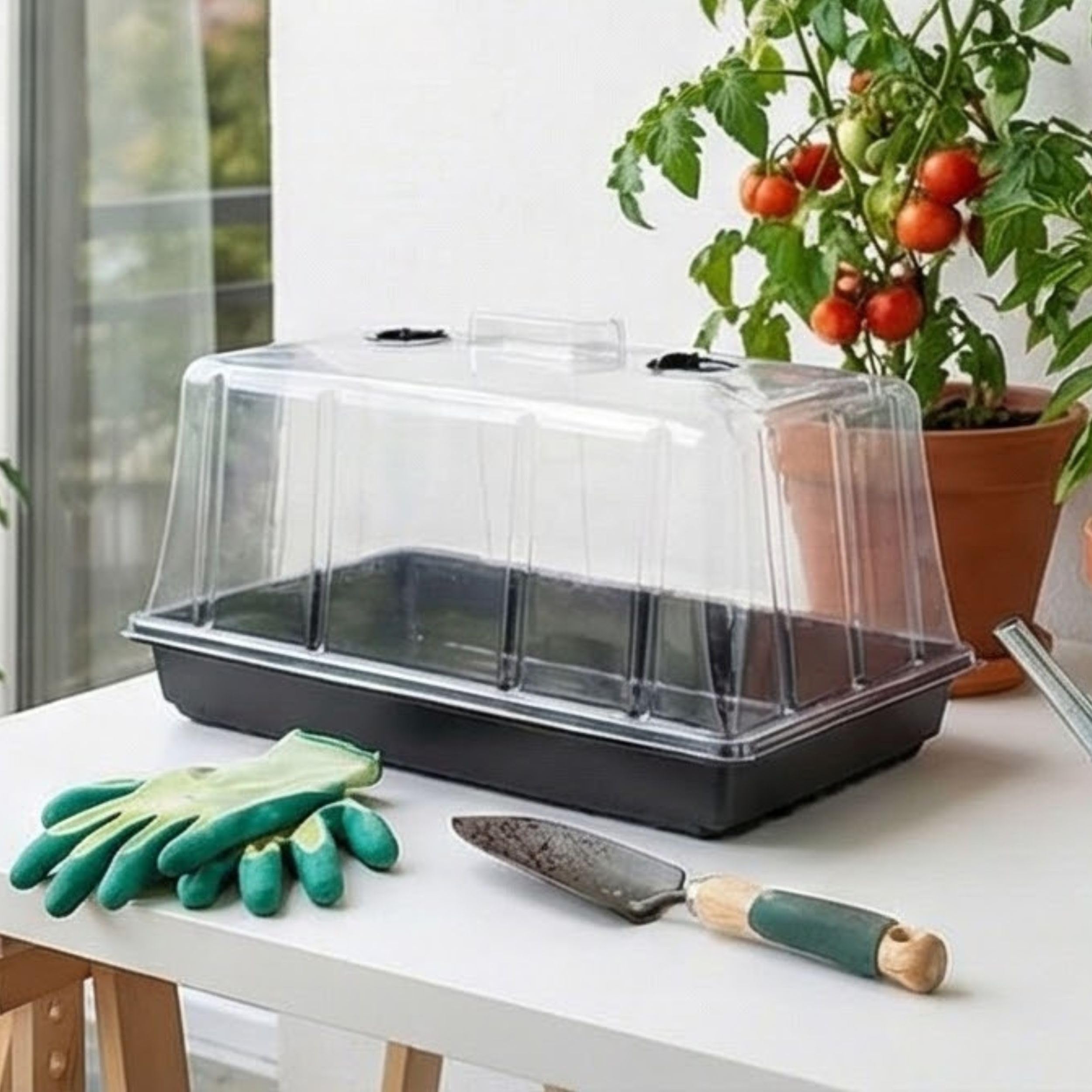 GrowPRO High Dome Zimmergewächshaus, 54x27x25 cm - Anzuchthaus mit verschließbaren Belüftungslöchen, 1 Stück