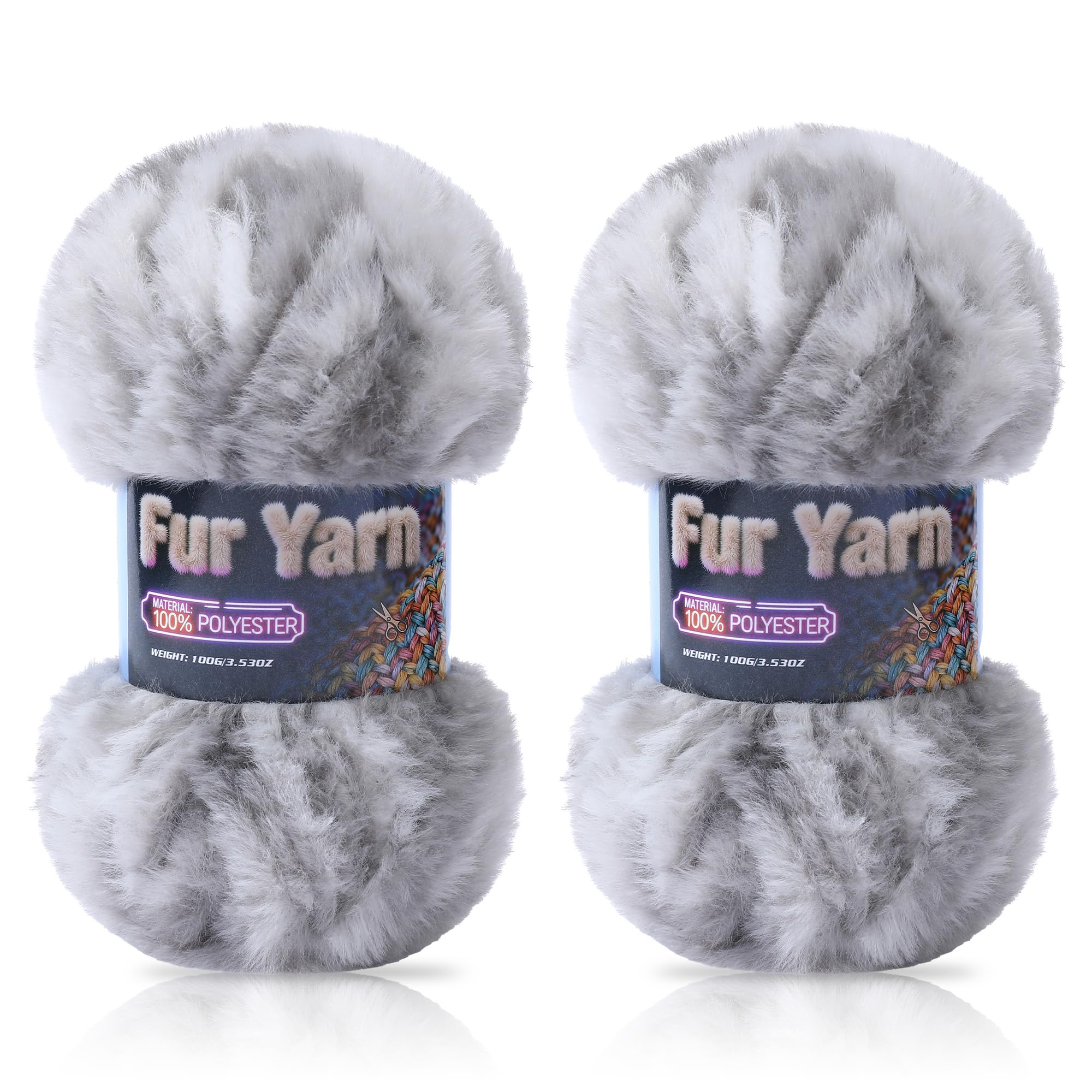 Faux Fur Yarn Soft Fluffy for Crocheting - 2 Skeins(Each 3.5oz/100g, 71yd/65m) - Chunky & Fluffy Yarn for Crochet Amigurumi, Blankets, Hand Knitting, Scarves &Crafts (2, Beige) — view 7