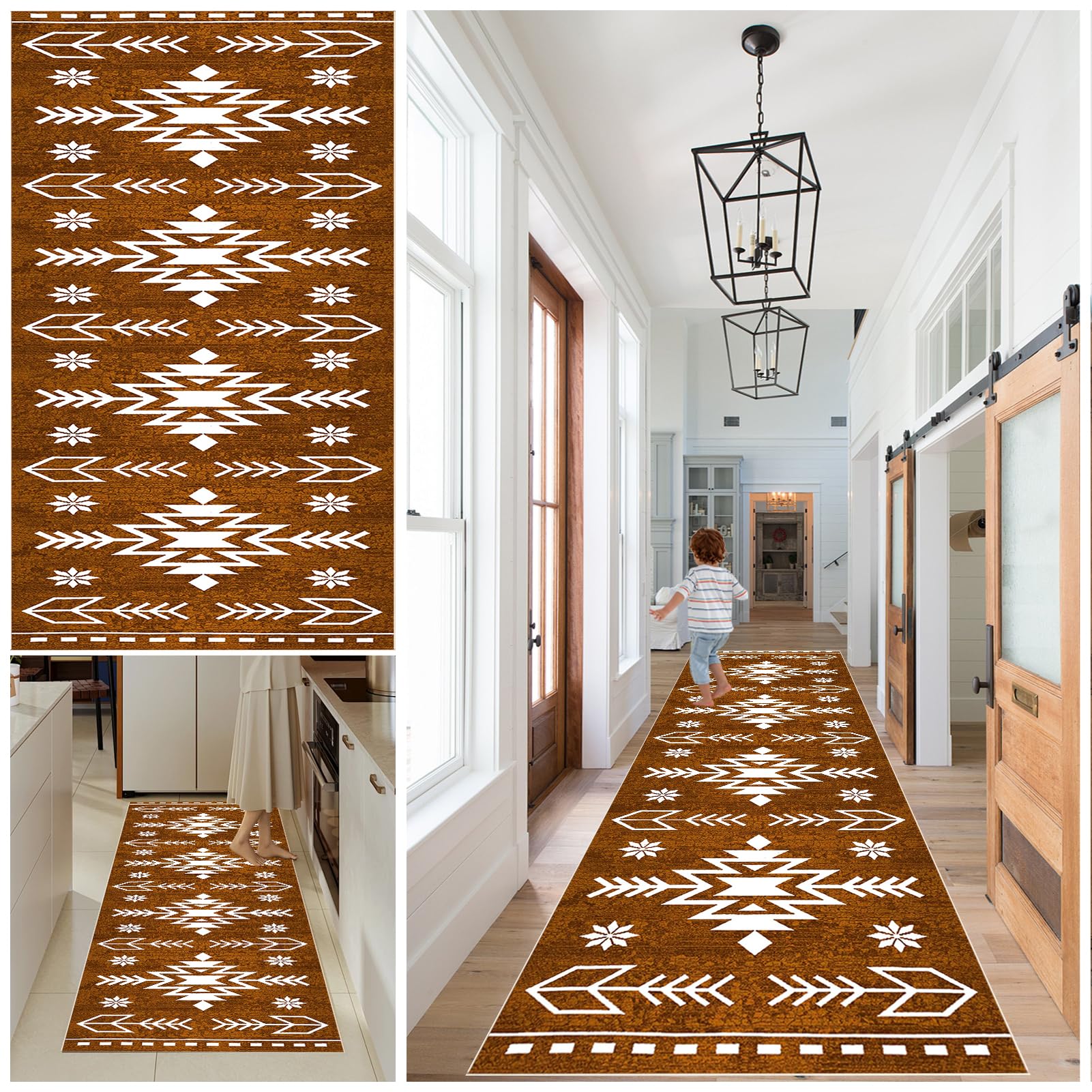 Carpet Runners for Hallways Non Slip Long Washable Runner Rugs Kitchen Runner Hallway Hall Runners Narrow Rugs Absorbent Door Mats for Kitchen Entrance Living Room Bedroom Hallways 90 x 500 cm — image 1