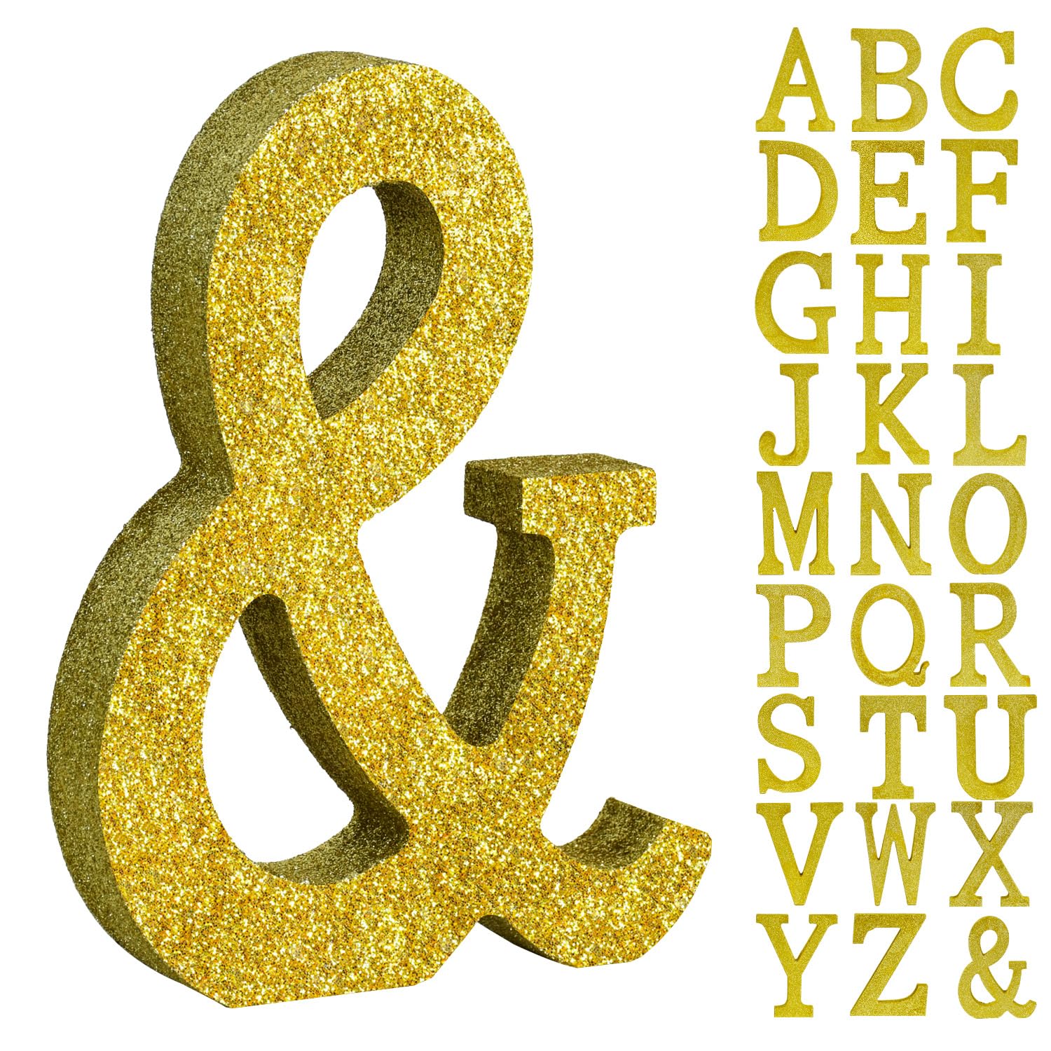 TONIFUL 8 Inch Gold Glitter &amp; Table Centerpiece A-Z Gold Birthday Party Decorations,Gold &amp; for Birthday,Chrismas,Graduation,Bridal Shower,Wedding,Anniversary Party Supplies