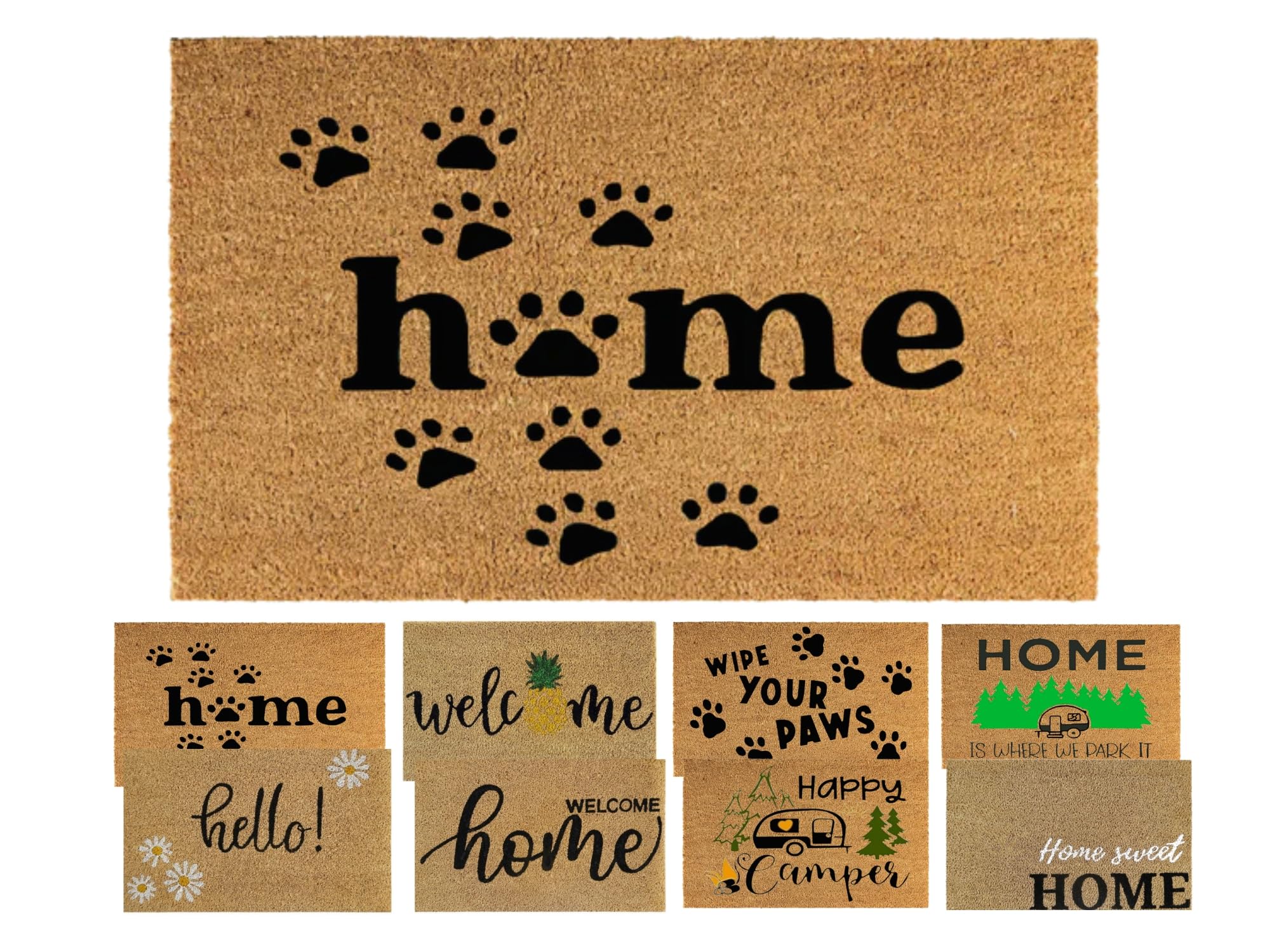 MYPURECORE Coir Door Mat (60x40cm) - Non-Slip & Absorbent, Indoor/Outdoor, Eco-Friendly - Ideal as Front Door, Entrance, Floor, Welcome Mat - Large Size, Dirt Trapper, Washable (HOME PAWS) — image 1