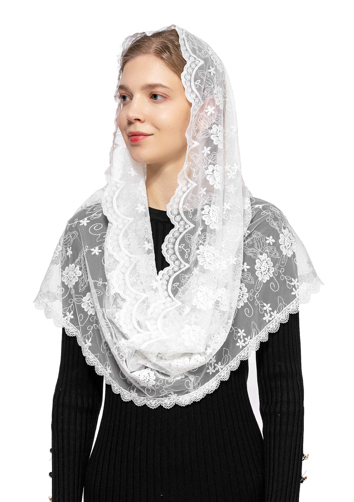 WgiorInfinity Catholic Church Veil Chapel Veils Latin Mass Head Covering Scarf Mantilla