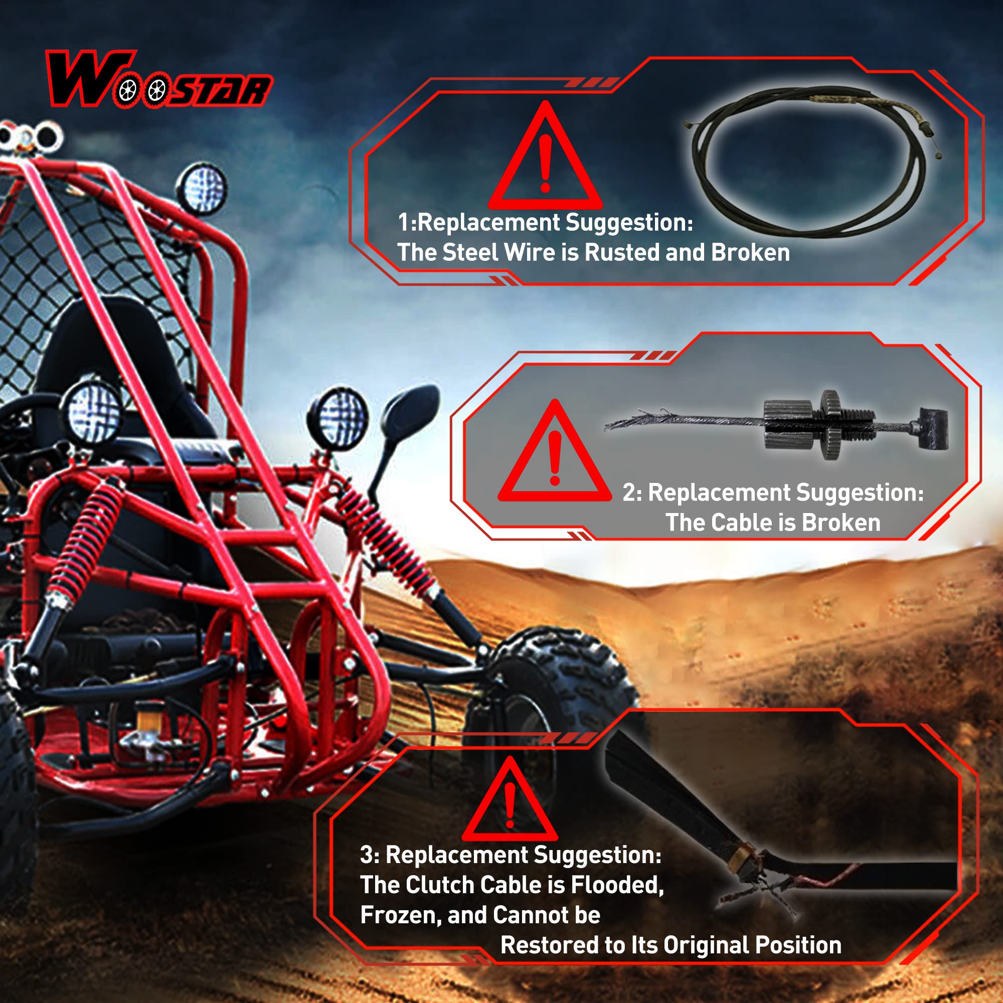 WOOSTAR 1220mm Cavo Frizione Sostituzione per 150cc 200cc Aria Raffreddamento ATV Quad