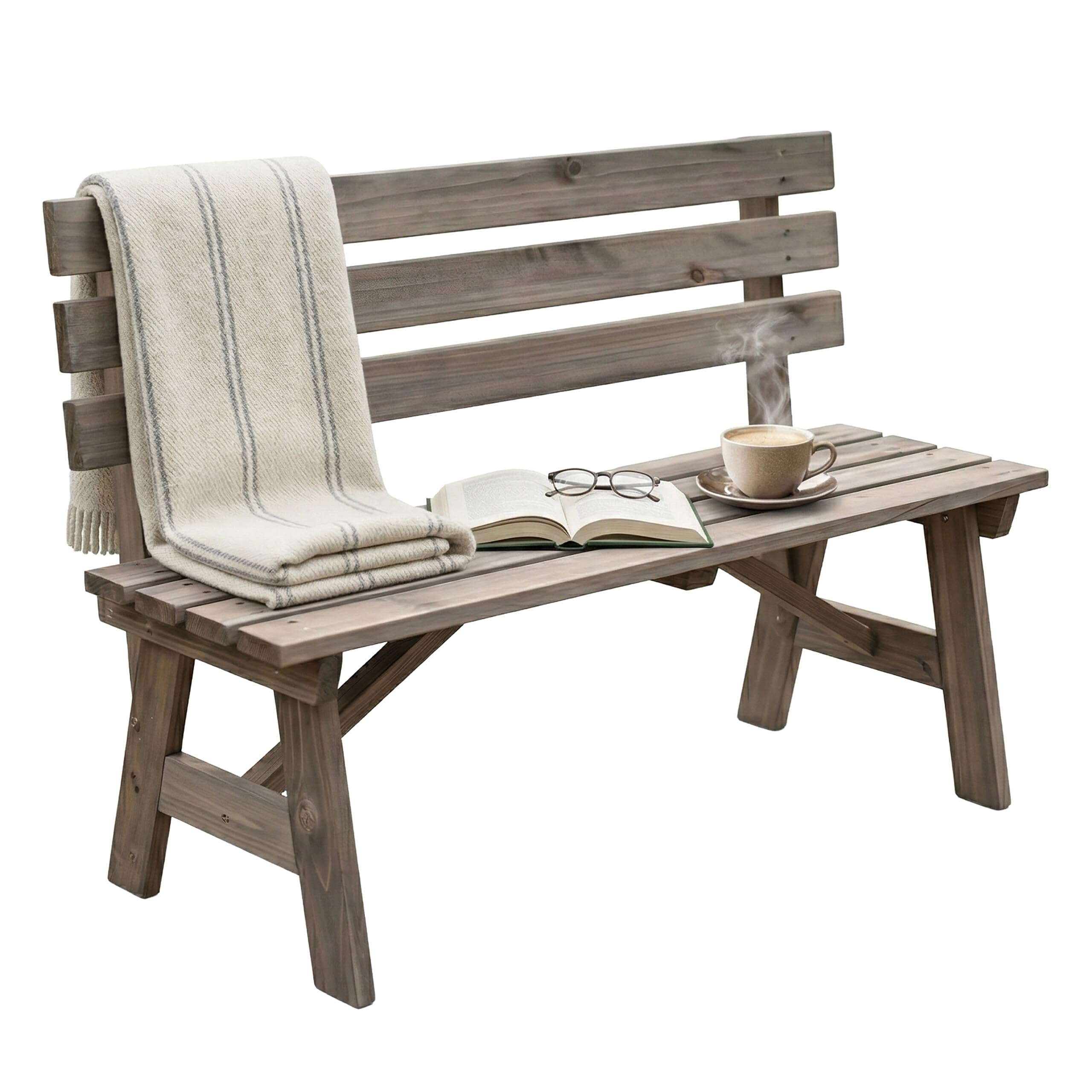 Relaxdays Panchina 2 posti con schienale, abete, marrone | per terrazza/balcone, HBT: 80 x 116 x 56 cm