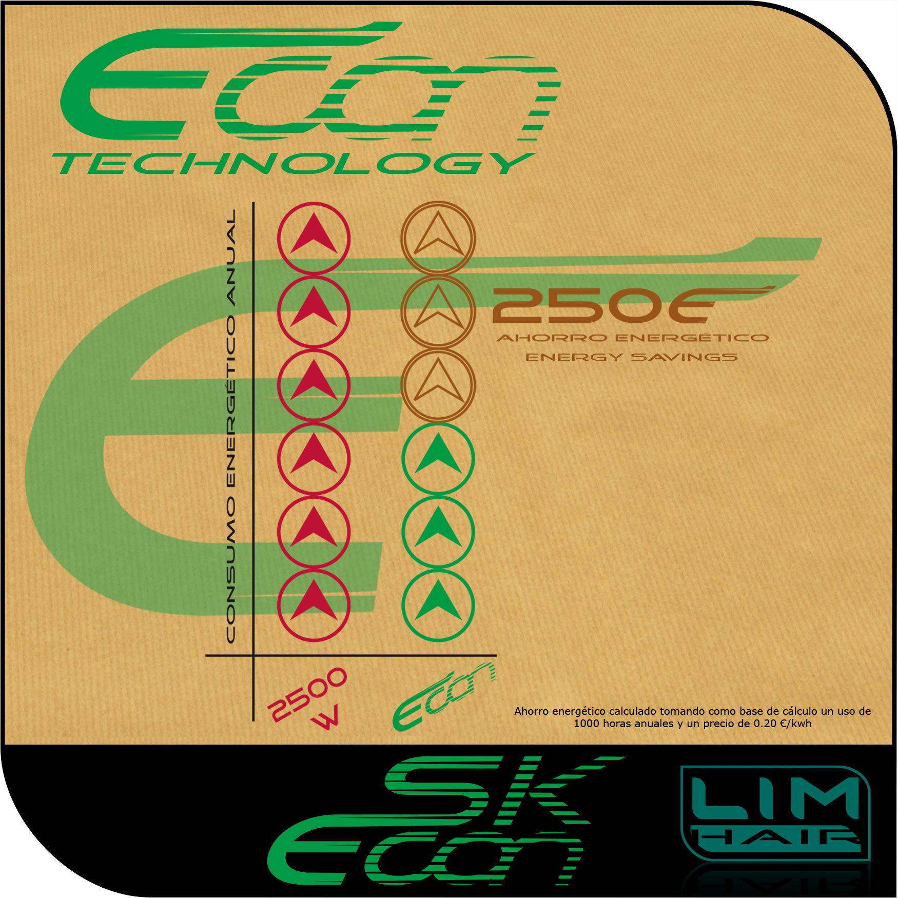 Secador de cabello LIM HAIR SK ECON. Made in SPAIN. Tecnología ECON que ahorra energía. IONIC TOURMALINE. Extra vida en uso intensivo.