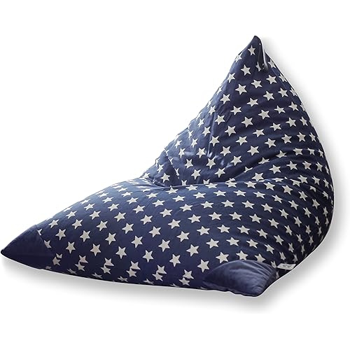MiniOwls Stuffed Animal Toy Storage Bean Bag Chair Cover US Navy Blue with Stars – Great Organizing Tool for Kids (100L/26gal)