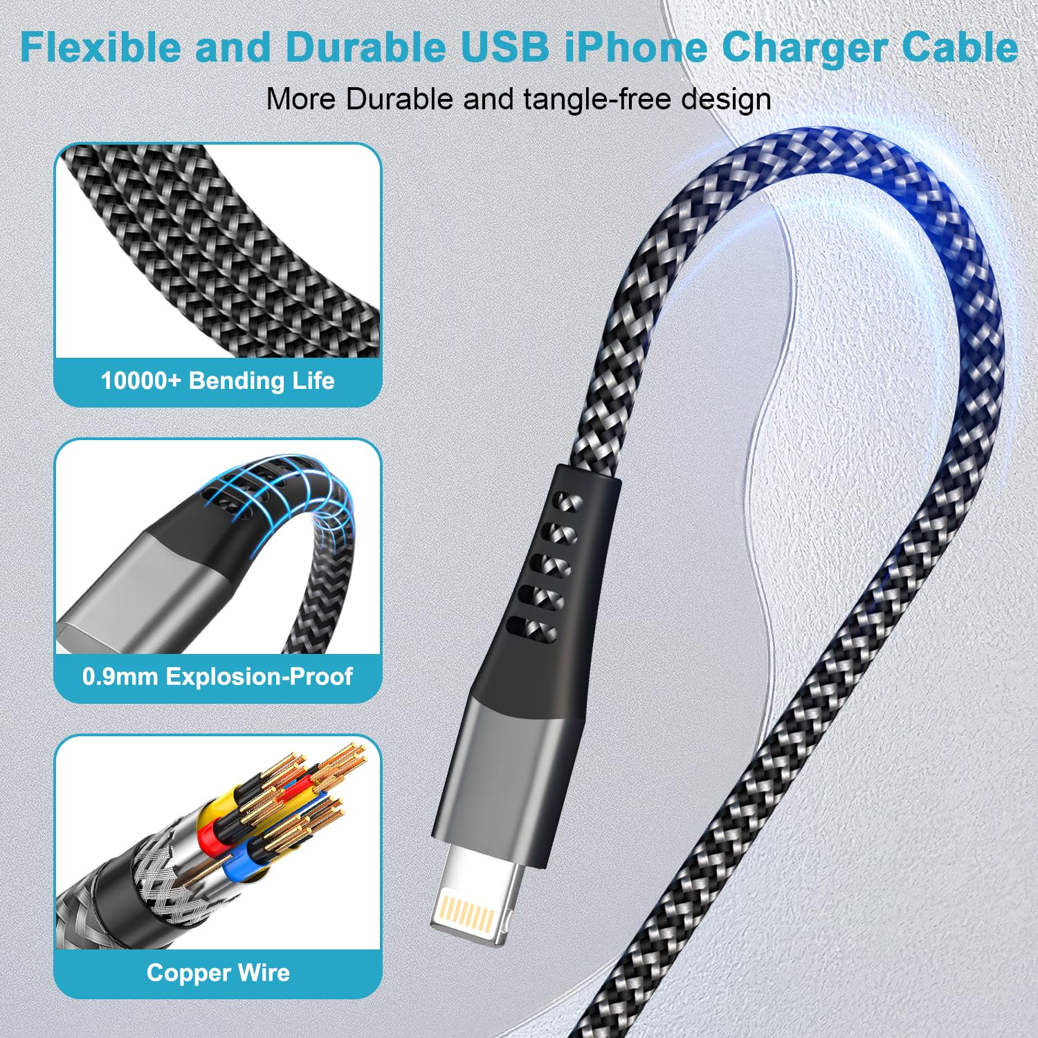 Câble iPhone Court [Certifiés MFi], Câble Chargeur iPhone 30CM 2Pack, Court Câble Lightning USB Cable iPhone Charge Rapide Nylon Cordon iPhone Fil Chargeur pour iPhone 14/13/12/11/XS MAX/XR/8/7/6/SE