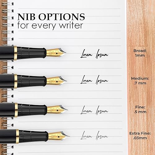 Miniatura 6 de Wordsworth & Black Juego de pluma estilográfica oro negro, punta extrafina, incluye tinta de bolígrafo de 1.7 fl oz negro, 24 cartuchos de tinta,