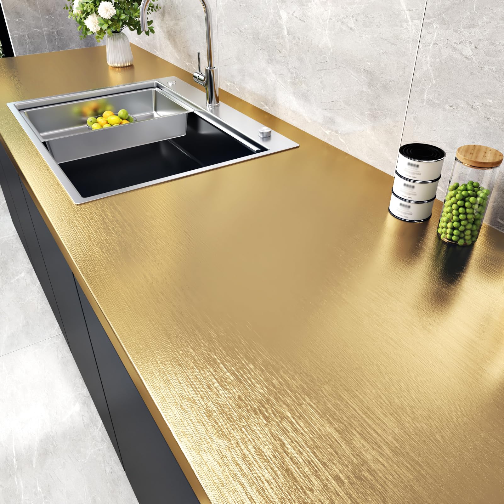 WESTICK Stainless Steel Gold Contact Paper Removable Metallic Gold