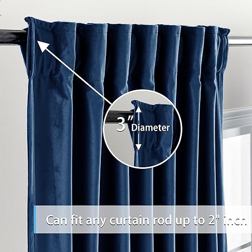 Miniatura 2 de Cortinas opacas de terciopelo azul marino de 84 pulgadas de largo para dormitorio de hombres y niños, con pestaña trasera, modernas y elegantes,