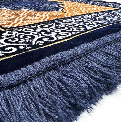 Miniatura 6 de Juego de alfombras de oración islámica de terciopelo (alfombra gruesa de oración, 99 cuentas de oración Tasbih, sombrero kufi de algodón negro),