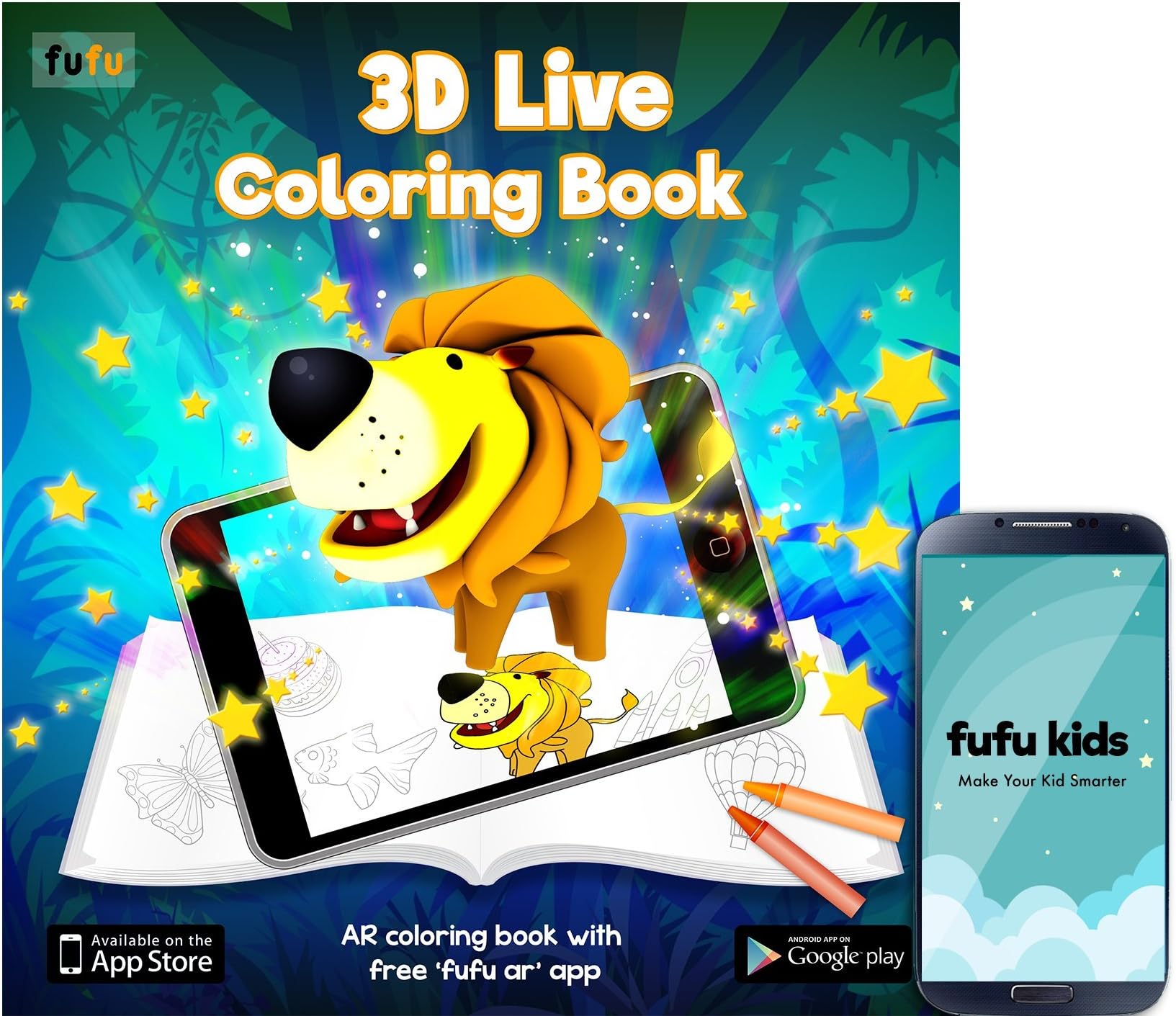 Fufu 3D Live Coloring - Augmented Reality Coloring Activity Book - Colors come Alive in 3D with free Android app Paperback – 1 January 2017