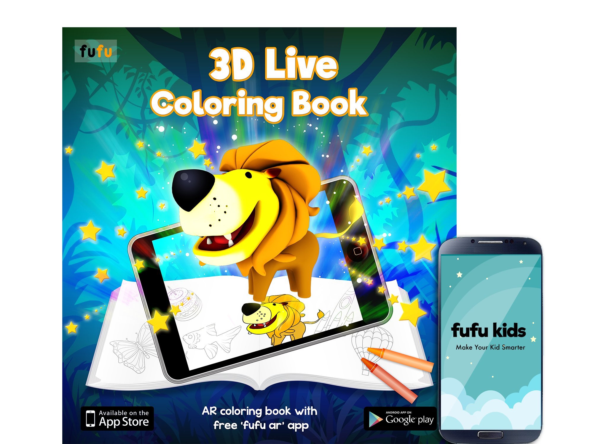 Fufu 3D Live Coloring - Augmented Reality Coloring Activity Book - Colors come Alive in 3D with free Android app Paperback – 1 January 2017
