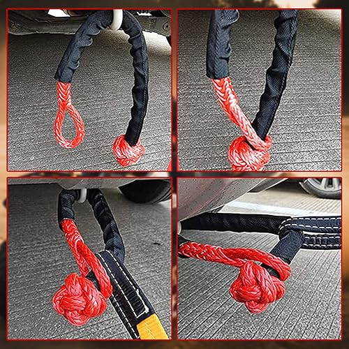 Miniatura 4 de Endxedo Anillo de recuperación de 41000 libras, grilletes suaves, grillete suave, anillo de recuperación para camión, ATV, UTV SUV (negro)