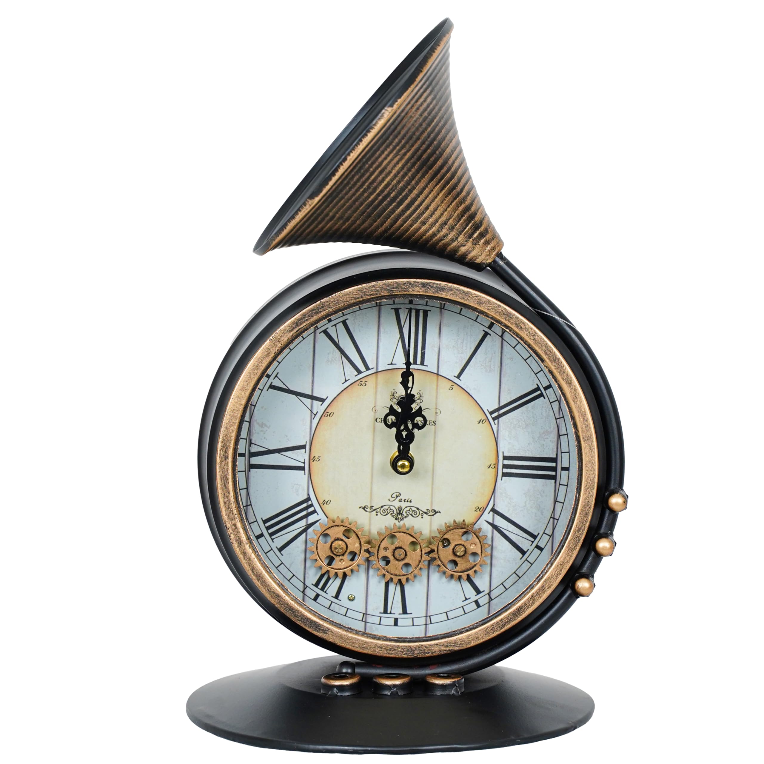 Relojes Stilé de pared, estante y apoyo, diseño único con engranajes a la vista, estilo industrial y Steampunk para decorar con personalidad cualquier ambiente (22,5 x 23,5 x 39 cm de altura)