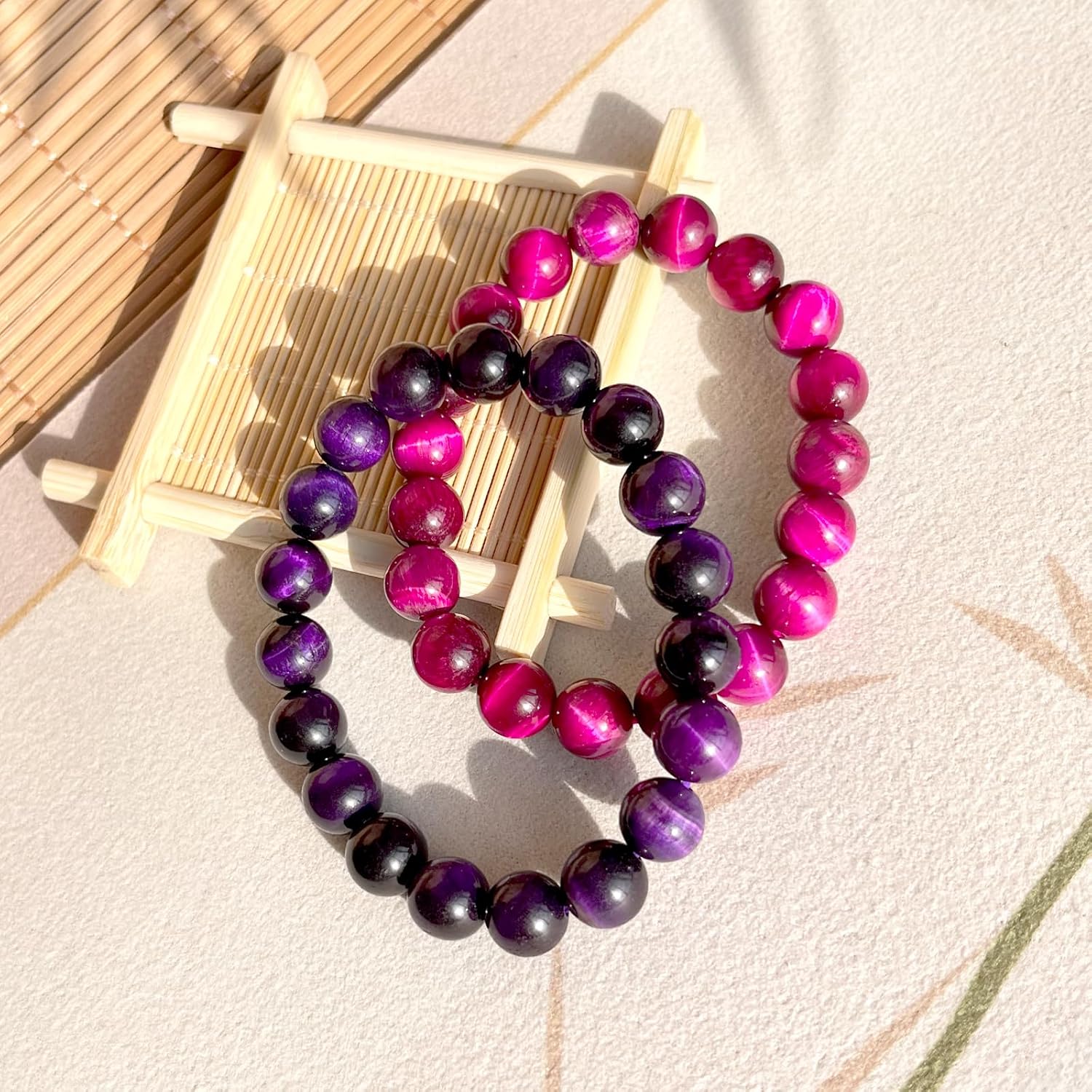 Natural obsidian crystal bracelet,Tigers eye black obsidian 10/12/13mm beads bracelet for men and women, Jewelry Healing elasticized Bracelets Bring Luck and happyness Prosperity.Mom/Dad/Wife/Employee gift