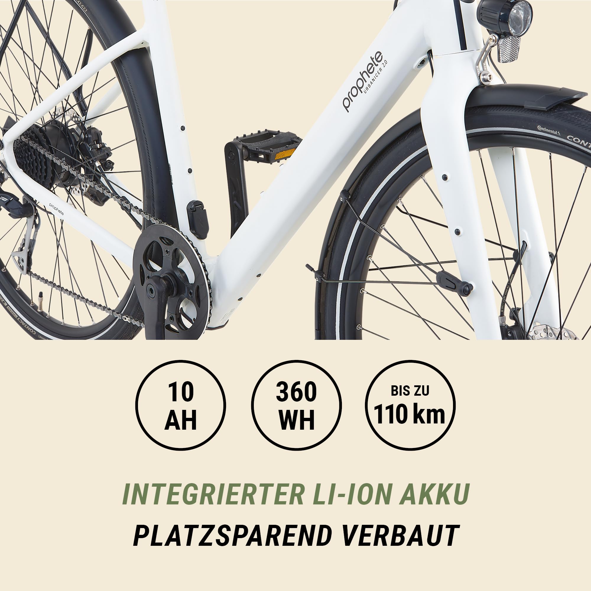 Prophete Urbanicer 2.0 Urban E-Bike 28 Zoll - 360 Wh - Integrierter Akku - Heckmotor - 9-Gang Kettenschaltung - HDY. Scheibenbremse