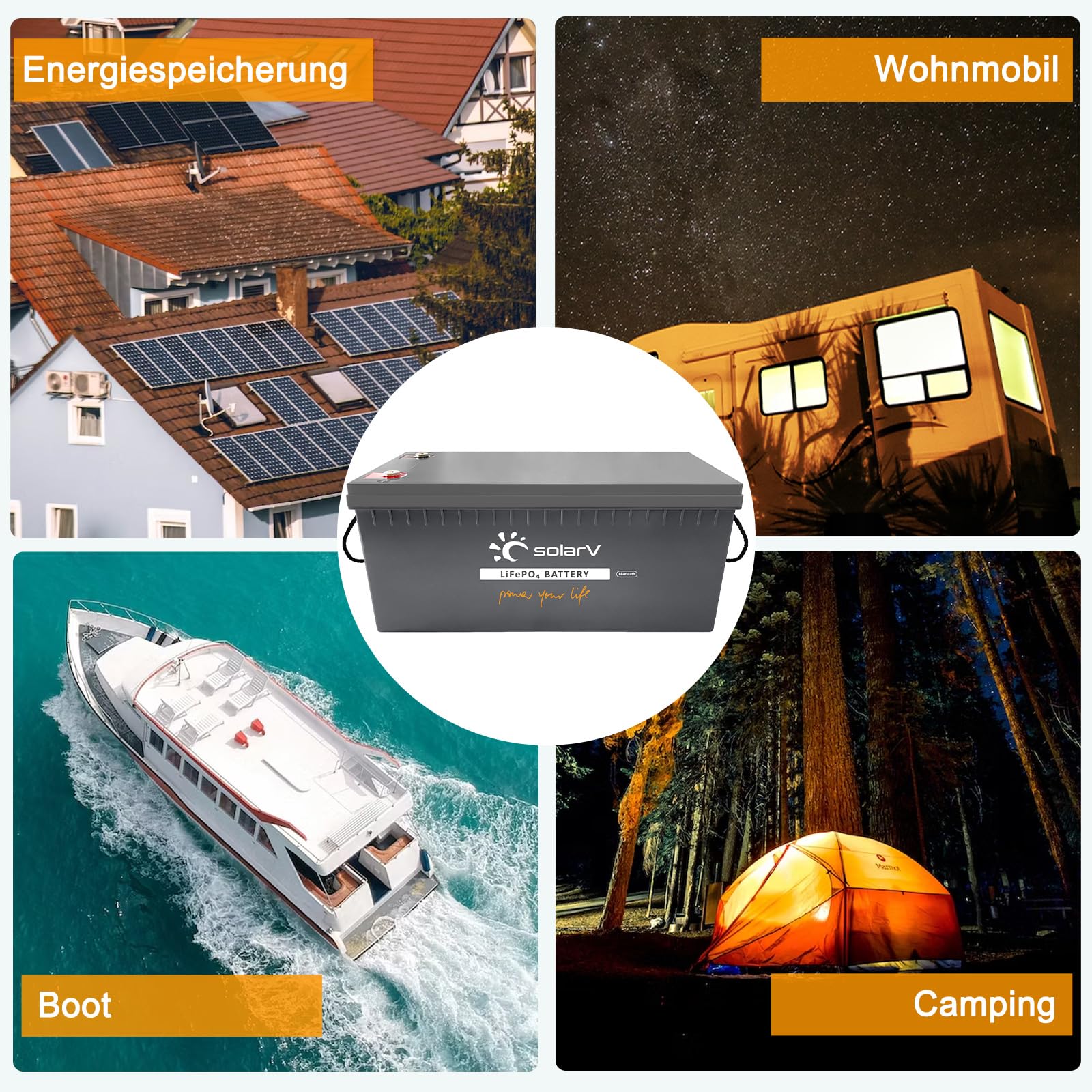 SolarV LiFePO4 akumulator 25V 150 Ah z BMS 100 A i Bluetooth do instalacji solarnych, kamperów, łodzi, domu, na kemping, 10 lat żywotności, idealny zamiennik akumulatorów ołowiowo-kwasowych AGM