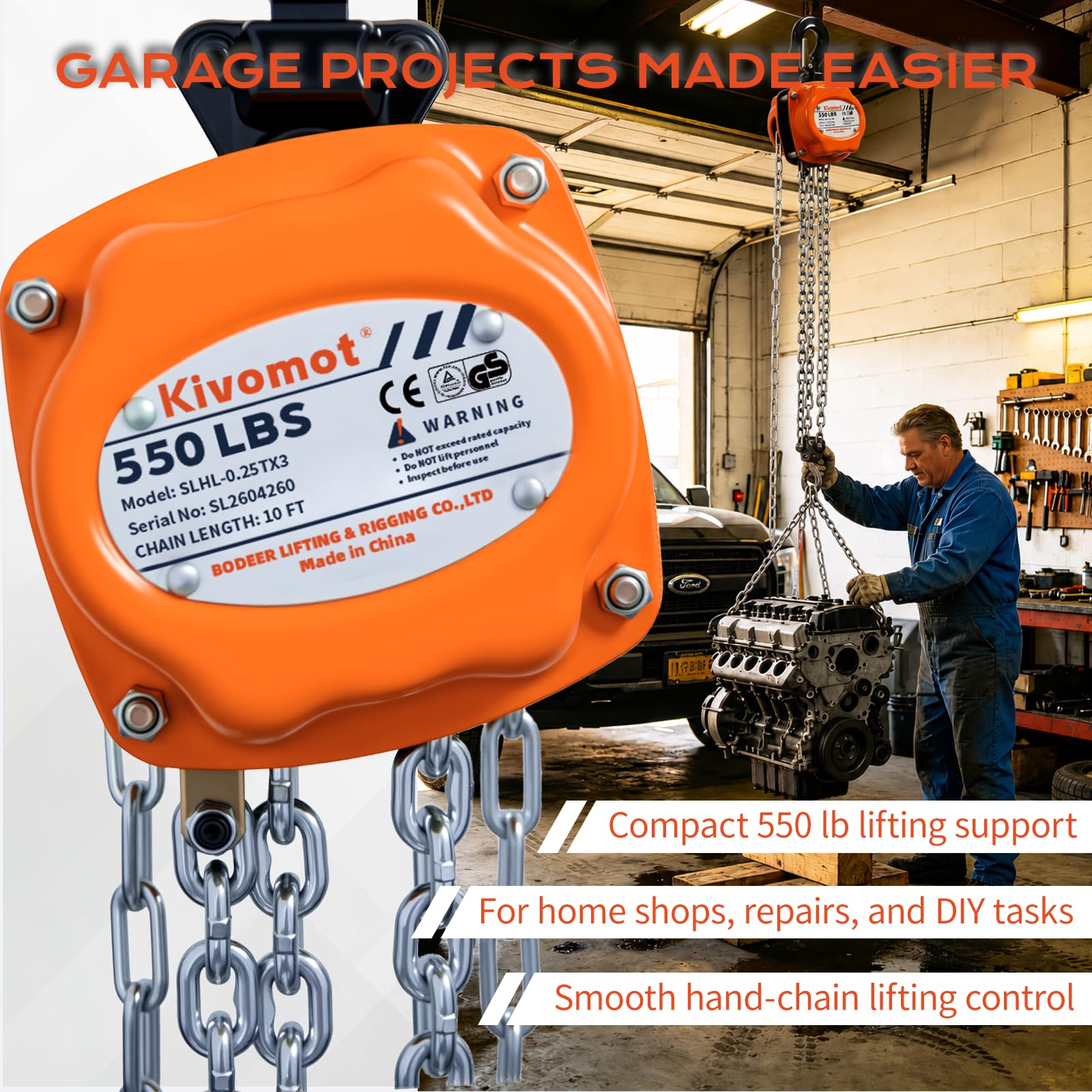 Manual Chain Hoist - 550 lb / 1,100 lb Capacity -5 Manual Chain Hoist - 550 lb / 1,100 lb Capacity -5
