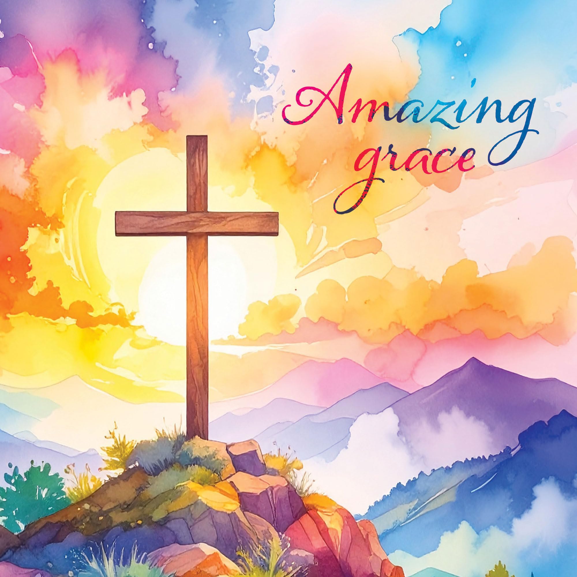 Religious Easter Cards - Amazing Grace, pack of 5, with white envelopes and Bible verse inside these Christian Easter cards, by Just Cards Direct