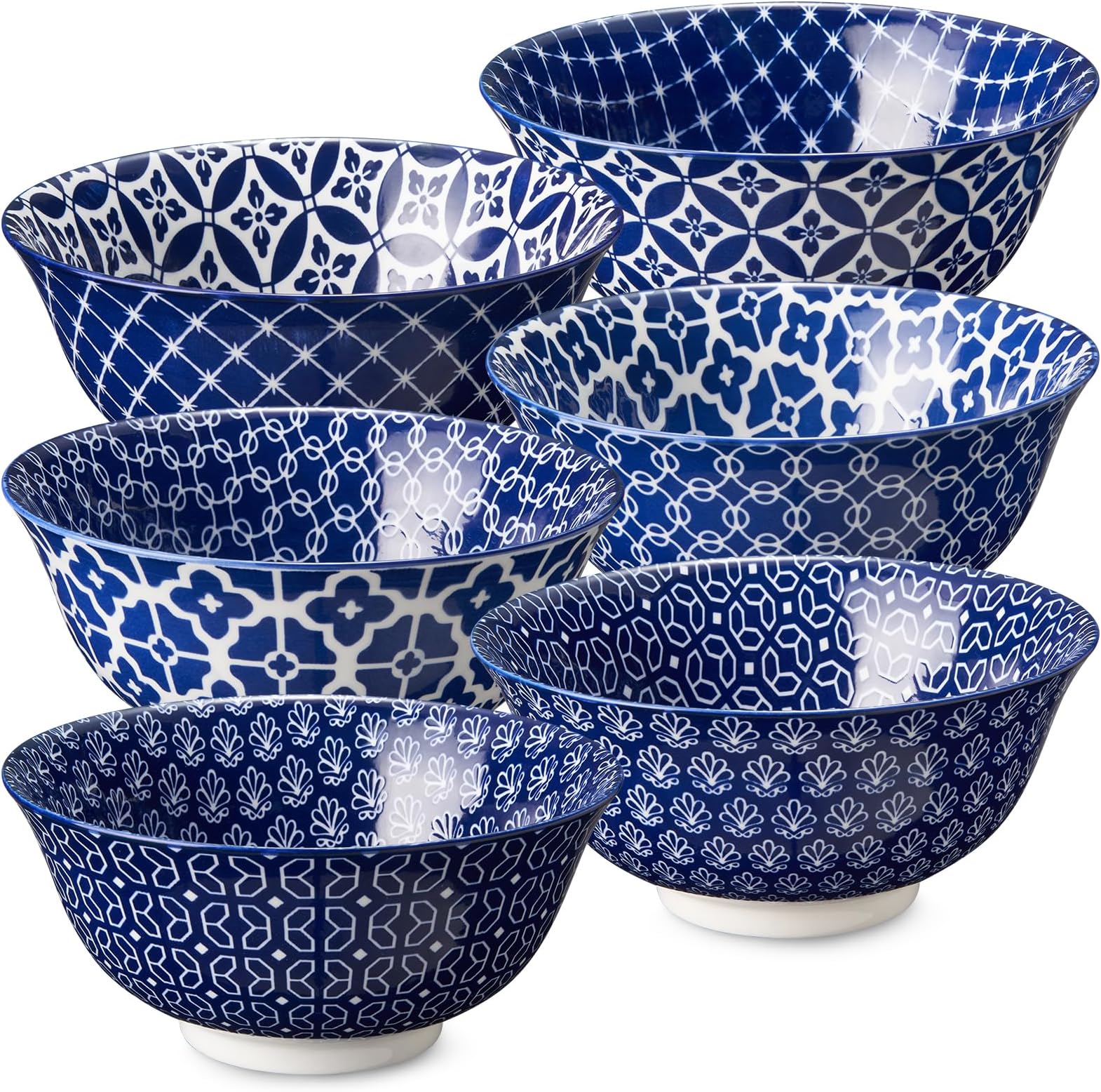DOWAN Cereal Bowls Set of 6, Ceramic Soup Bowls 23 OZ, 6 Inch Small Dessert Bowls for Fruit, Snack, Ice Cream, Microwave Safe Bowls for Kitchen Decor and Housewarming Gift, Dishwasher