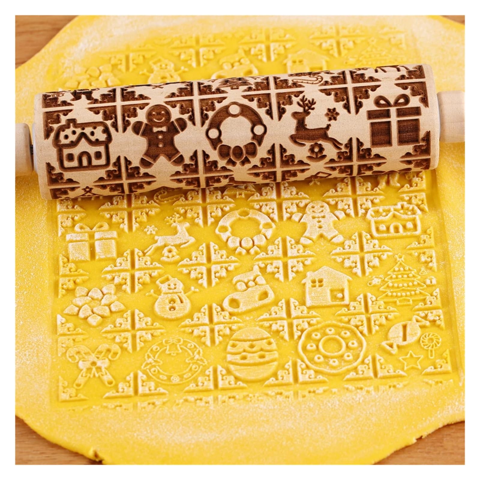 Rodillo de Madera con Relieve de 13,7 Pulgadas for repostería, Herramienta for Grabar Galletas y Sellos. para Cocina, Pastelería(Color 4)