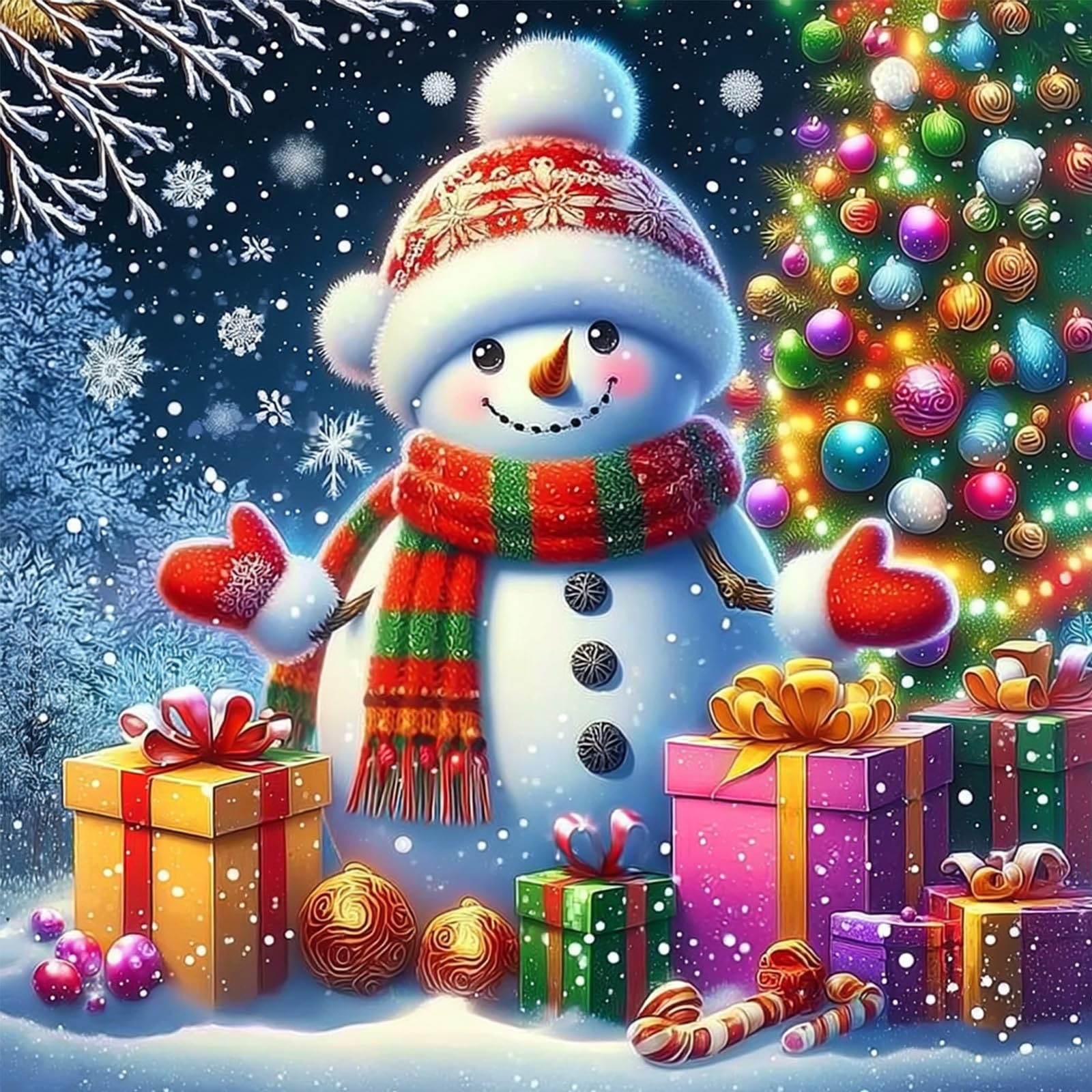 AIRDEA Christmas Snowman Diamond Art Kits Adults, 5D DIY Christmas Tree Diamond Painting Kit