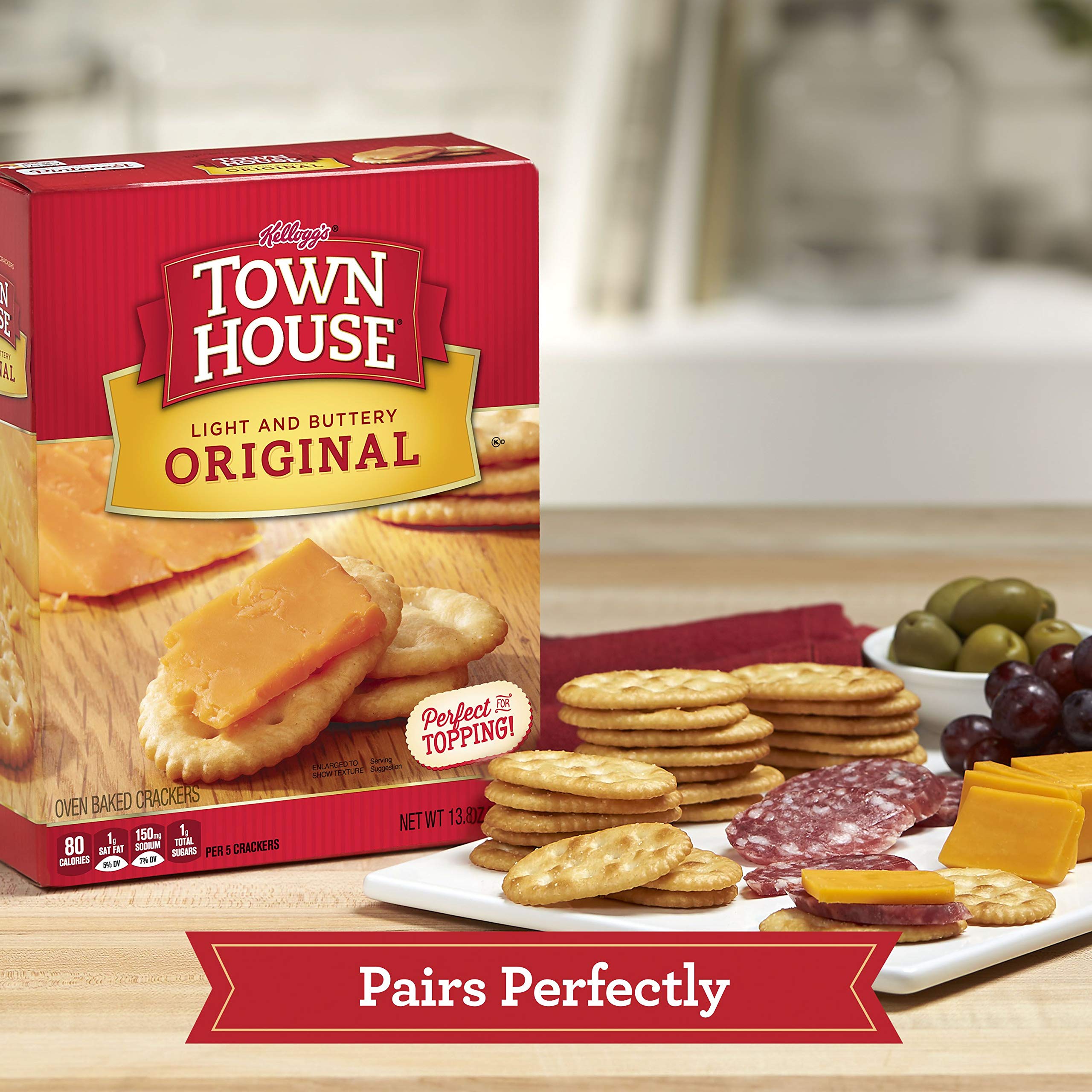 Kellogg's Town House Crackers, 3 Flavor Variety Pack, Original Crackers