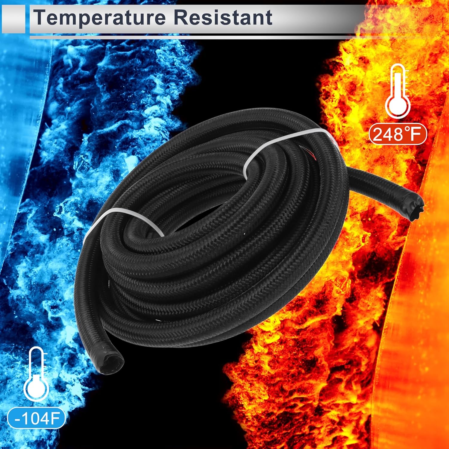 AN-8 Fuel Line Kit 15ft Vacuum Hose Automotive Fuel Hose Adapter 90 Degree Adapter 45 Degree Adapter 1 Set CPE Rubber Nylon Braid