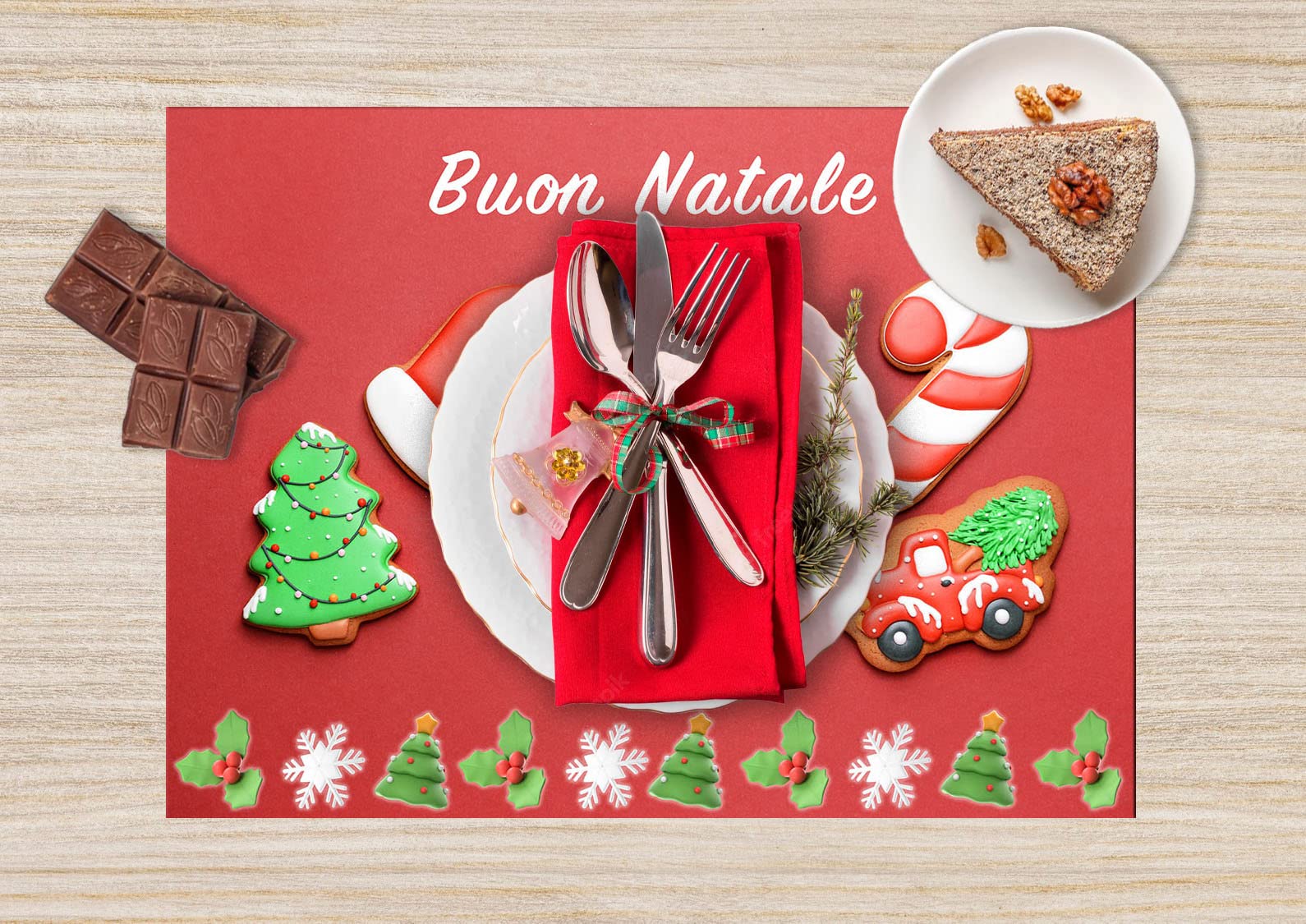 Set 4 tovagliette Americane Natalizie 33x45 cm Diverse Fantasie Ottima Idea Regalo (n° 62)