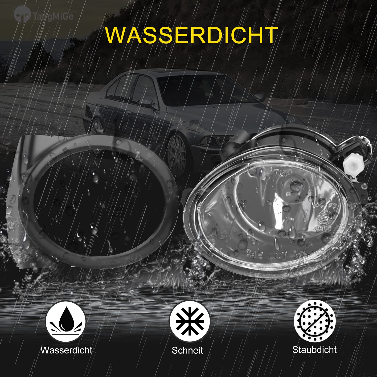 TangMiGe Luces antiniebla compatible con BMW (E46 E39 Parachoques M Tech Paquete deportivo M) Serie 3 5 M3 M5, 09/2000-12/2007, (HB SDN WGN CPE CONV) (Claro)