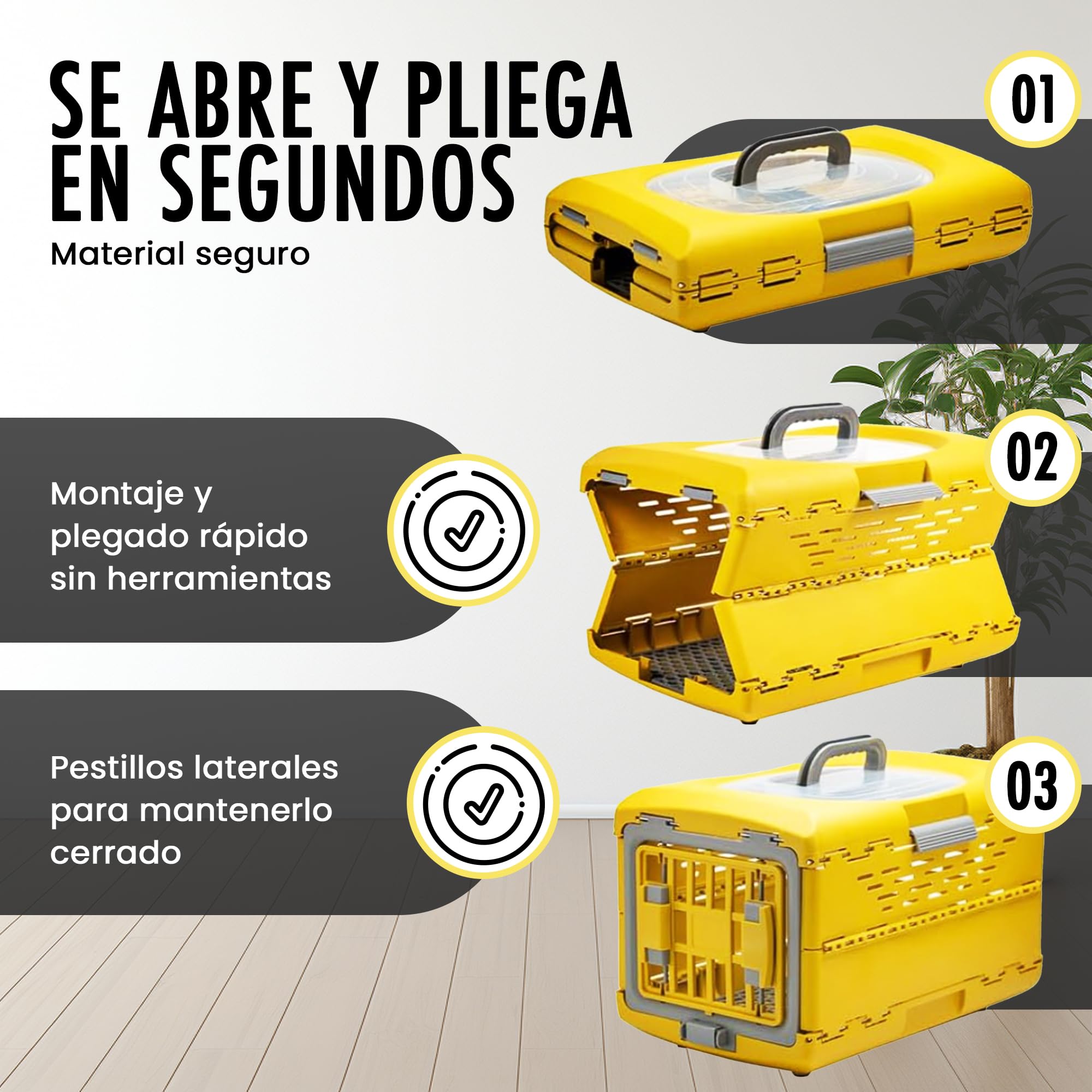 ANGAHE | Transportín Plegable para Gato y Perro Pequeño o Mediano – Fácil de Montar y Guardar – Ligero y Seguro con Ventilación – Ideal para Viajes en Coche, Tren o Avión. Seguro y Ligero.